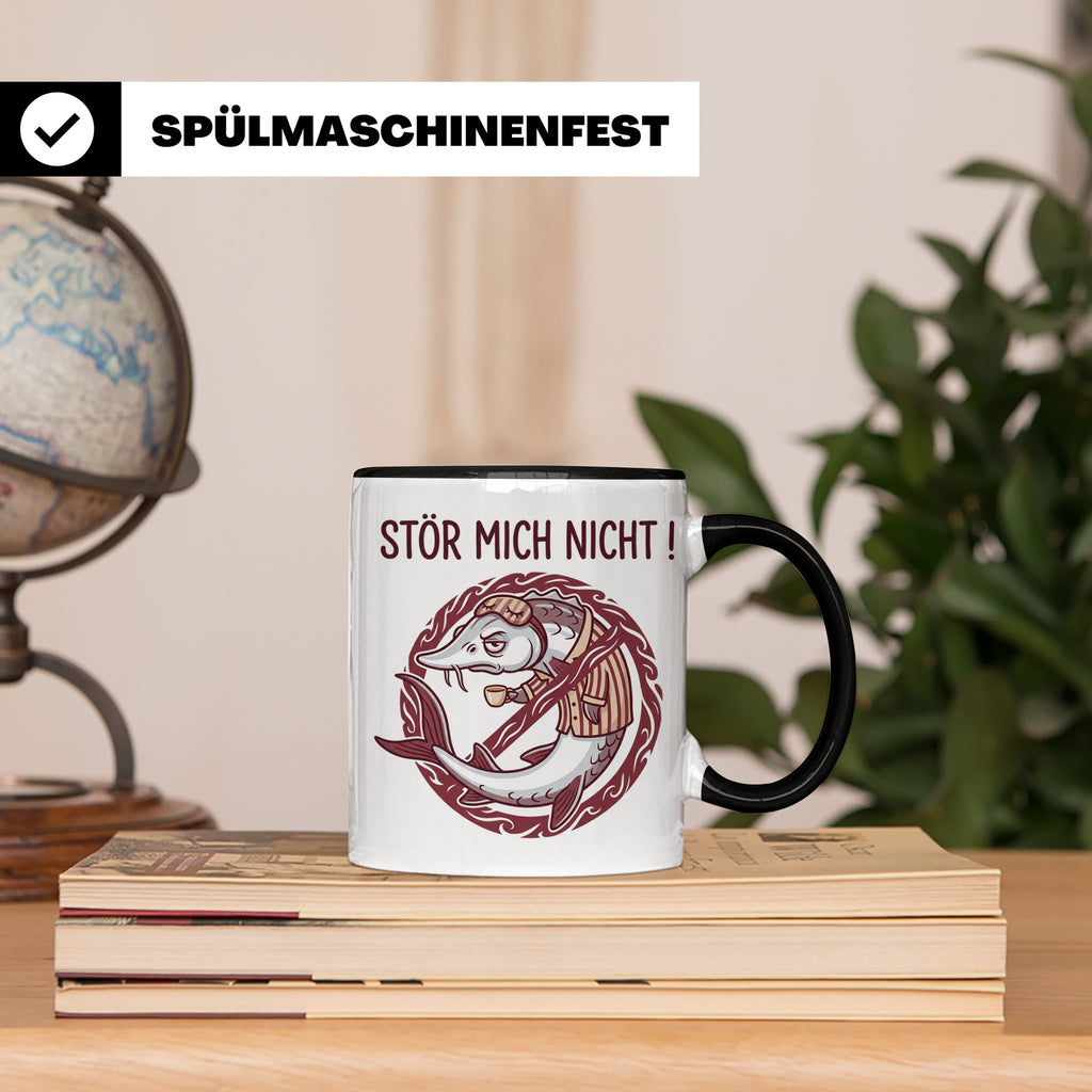 Stör Mich Nicht Tasse lustiger Fisch Spruch, Kaffeetasse für – Schwarz [farbe:schwarz]