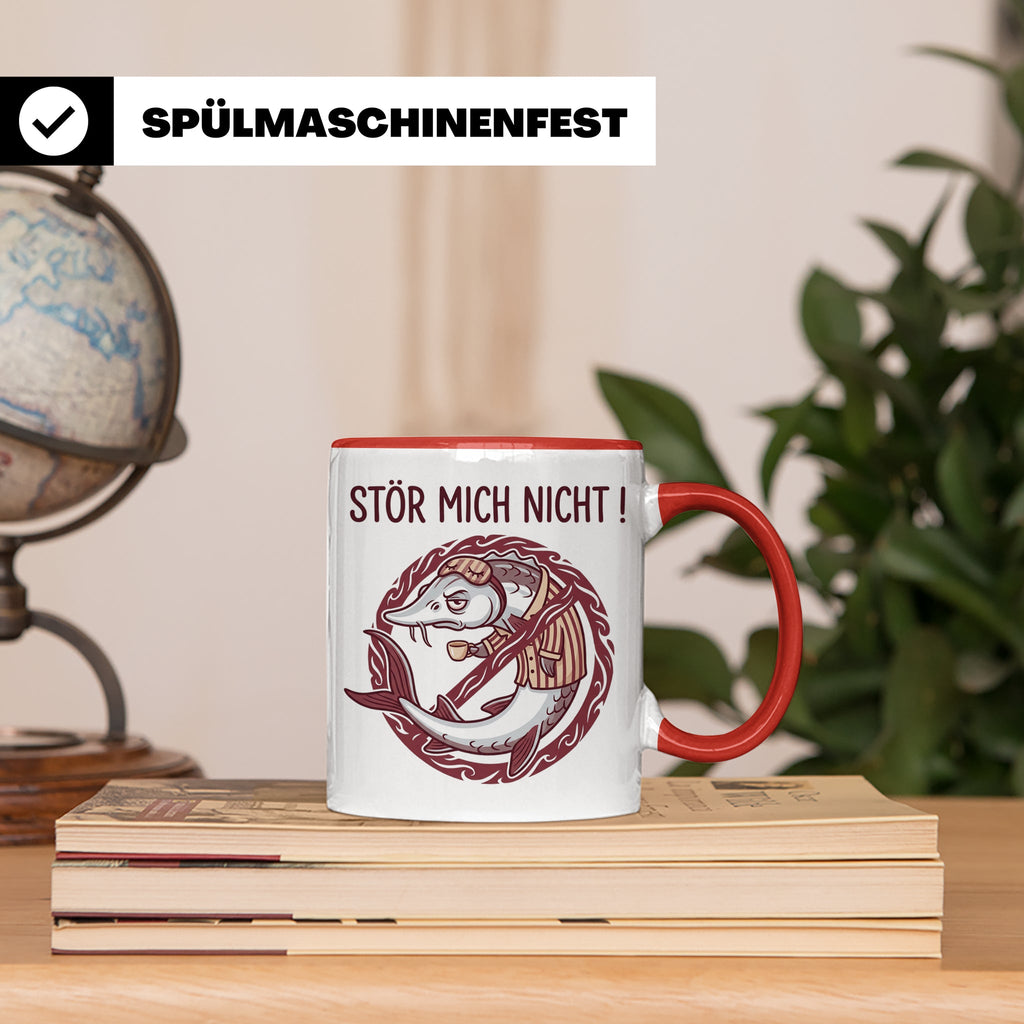 Stör Mich Nicht Tasse lustiger Fisch Spruch, Kaffeetasse für – Rot [farbe:rot]