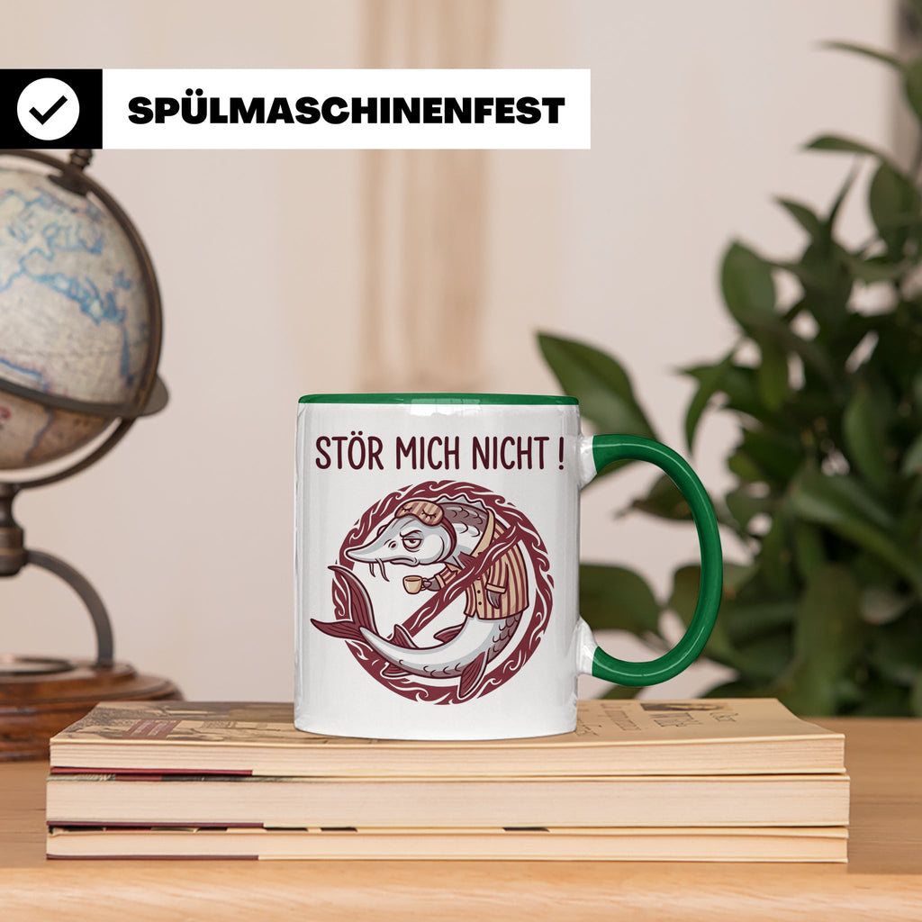 Stör Mich Nicht Tasse lustiger Fisch Spruch, Kaffeetasse für – Grün [farbe:grün]