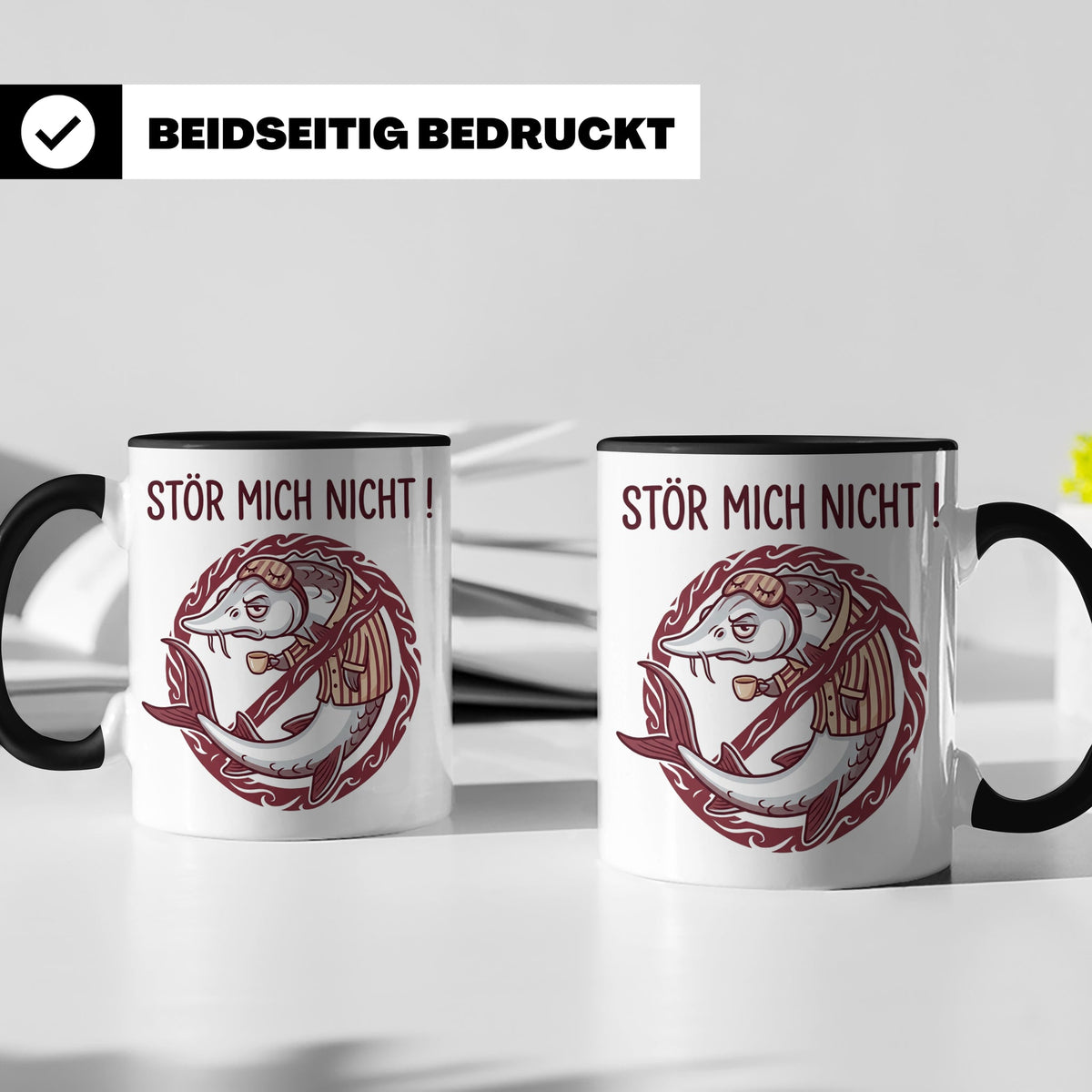 Stör Mich Nicht Tasse lustiger Fisch Spruch, Kaffeetasse für – Schwarz [farbe:schwarz]