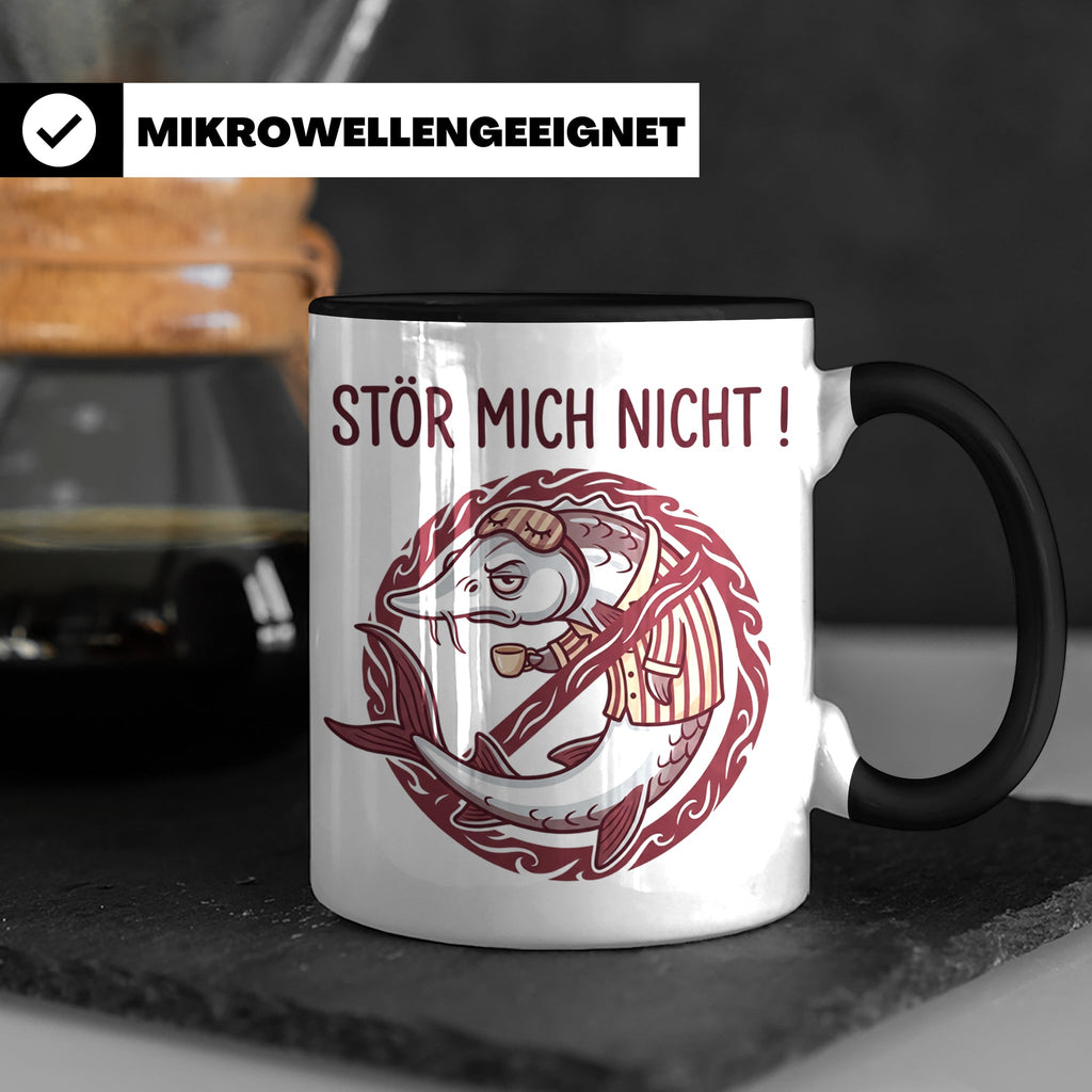 Stör Mich Nicht Tasse lustiger Fisch Spruch, Kaffeetasse für – Schwarz [farbe:schwarz]