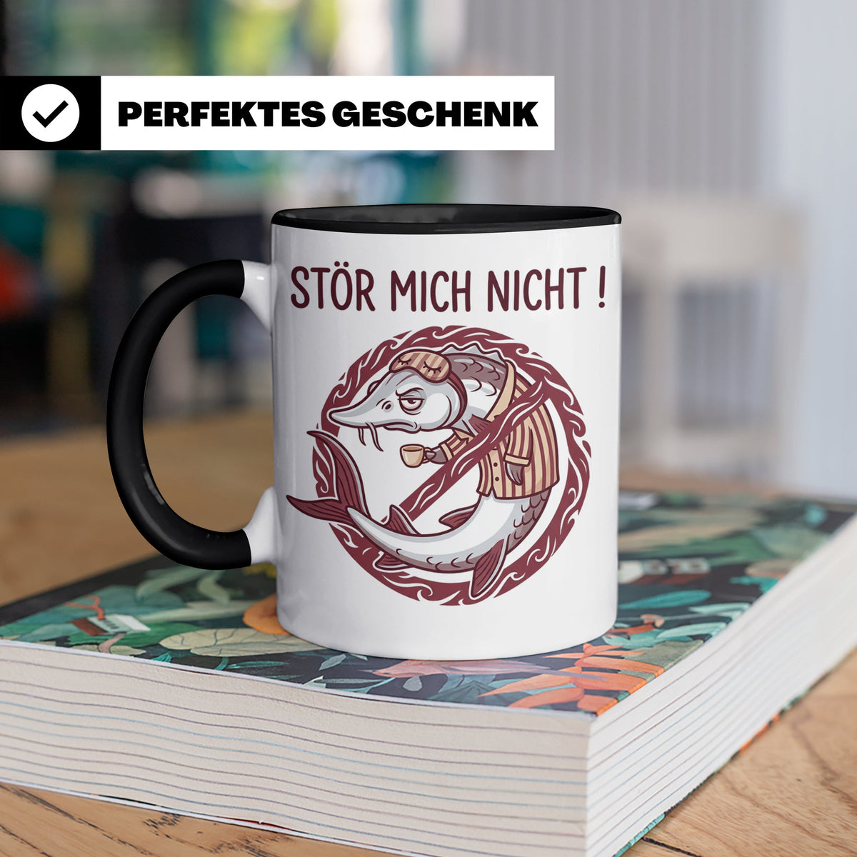 Stör Mich Nicht Tasse lustiger Fisch Spruch, Kaffeetasse für – Schwarz [farbe:schwarz]