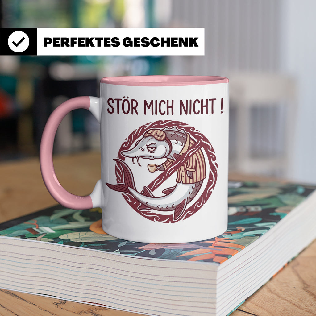 Stör Mich Nicht Tasse lustiger Fisch Spruch, Kaffeetasse für – Rosa [farbe:rosa]