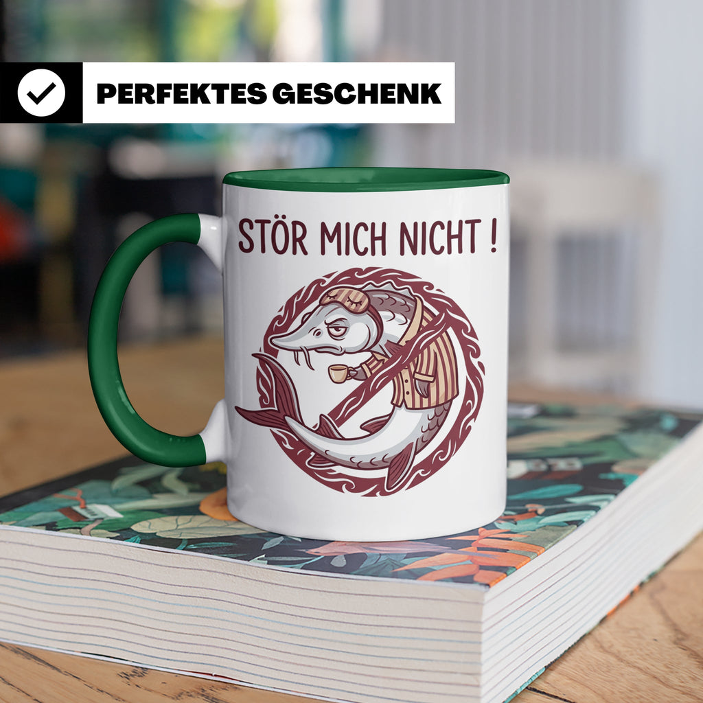 Stör Mich Nicht Tasse lustiger Fisch Spruch, Kaffeetasse für – Grün [farbe:grün]