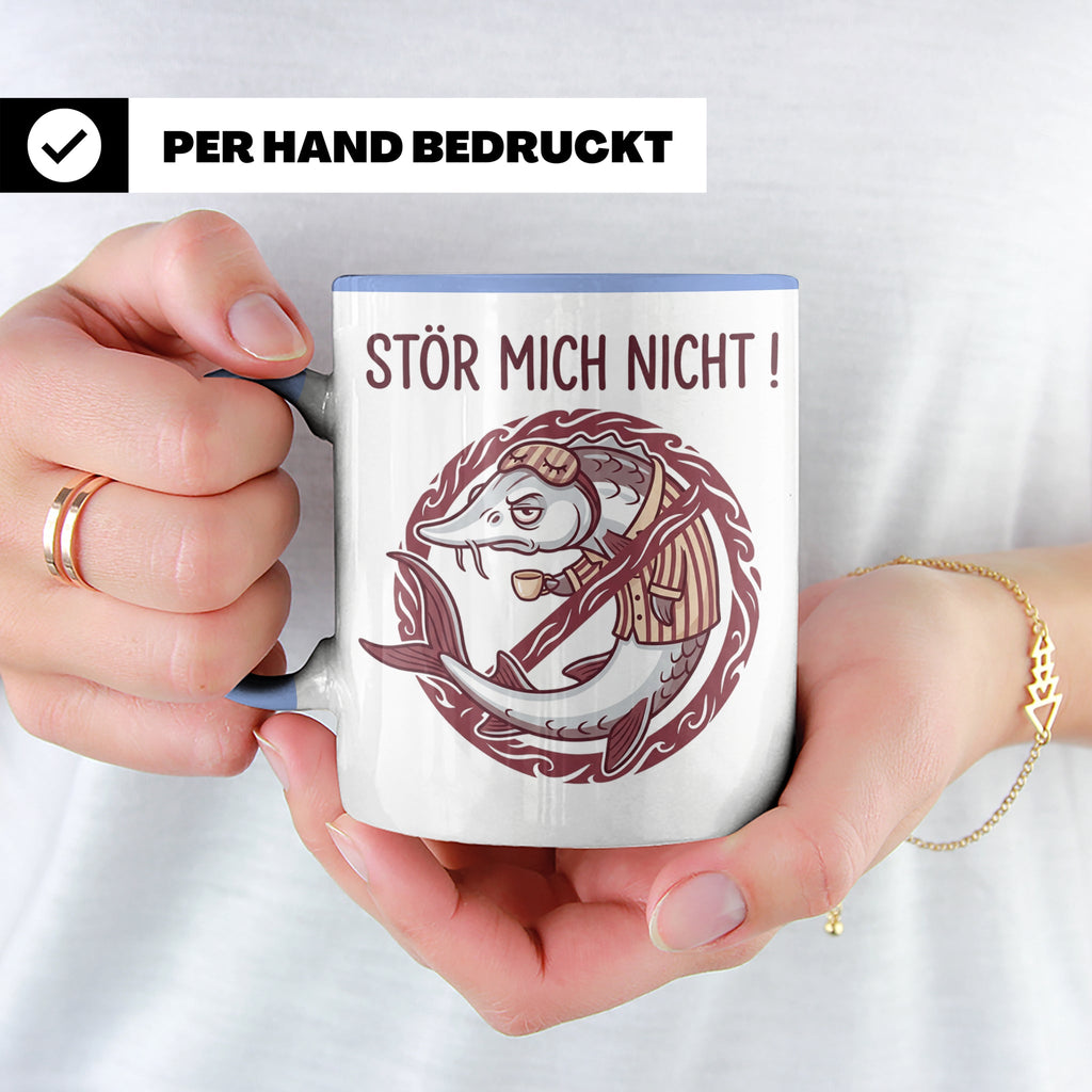 Stör Mich Nicht Tasse lustiger Fisch Spruch, Kaffeetasse für – Blau [farbe:blau]