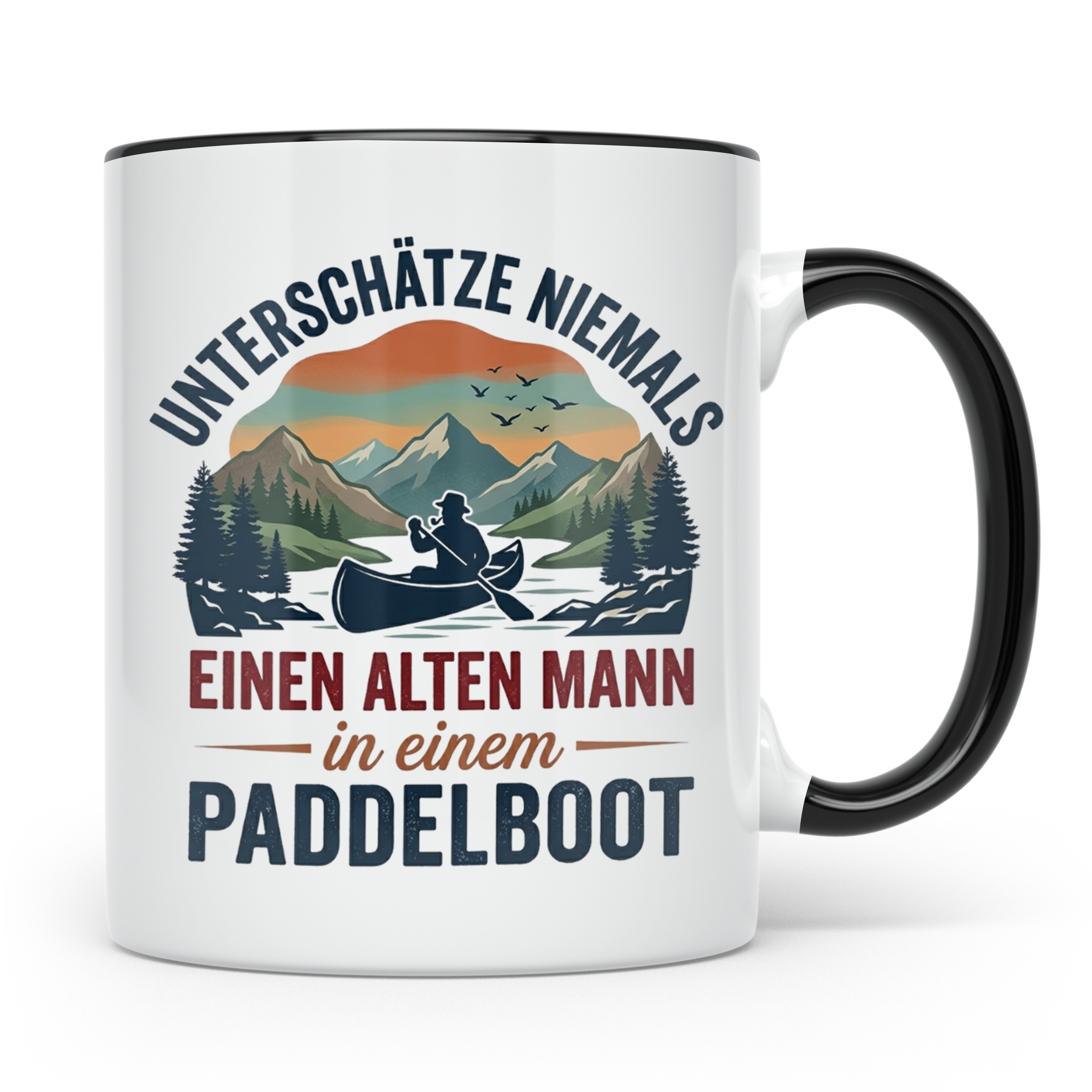 Paddelboot Tasse alter Mann Spruch für Kanufahrer Opa lustig – Schwarz [farbe:schwarz]