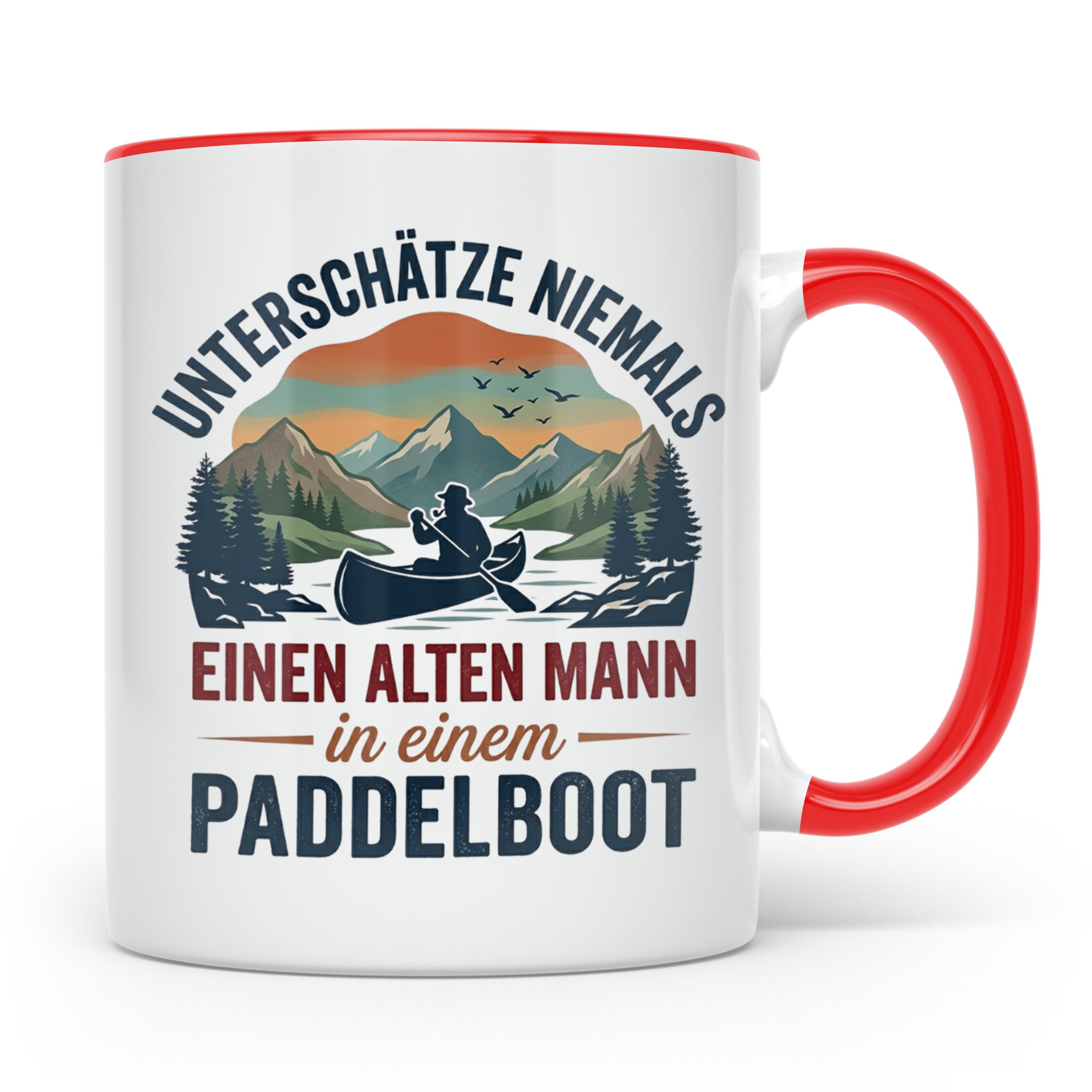 Paddelboot Tasse alter Mann Spruch für Kanufahrer Opa lustig – Rot [farbe:rot]