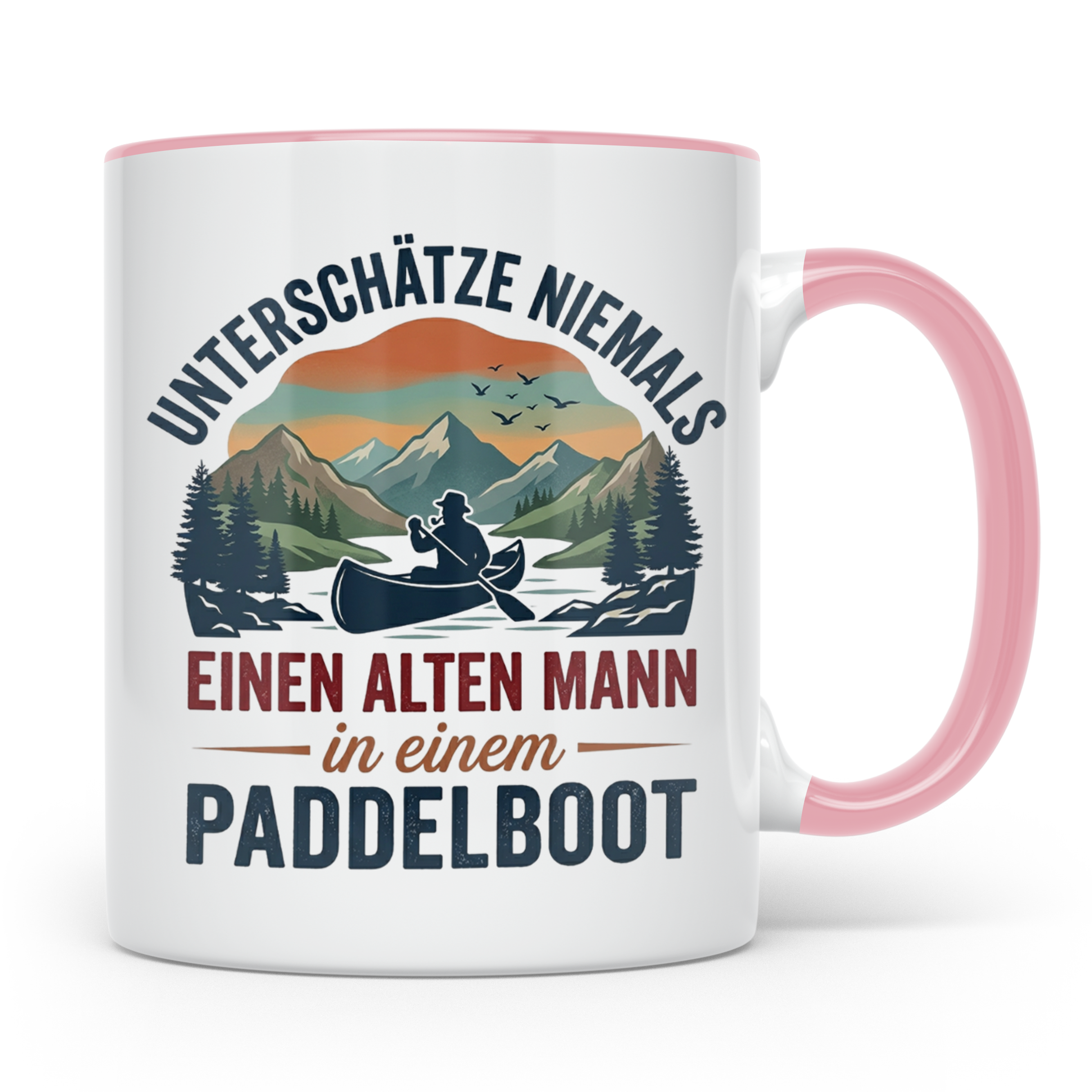 Paddelboot Tasse alter Mann Spruch für Kanufahrer Opa lustig – Rosa [farbe:rosa]