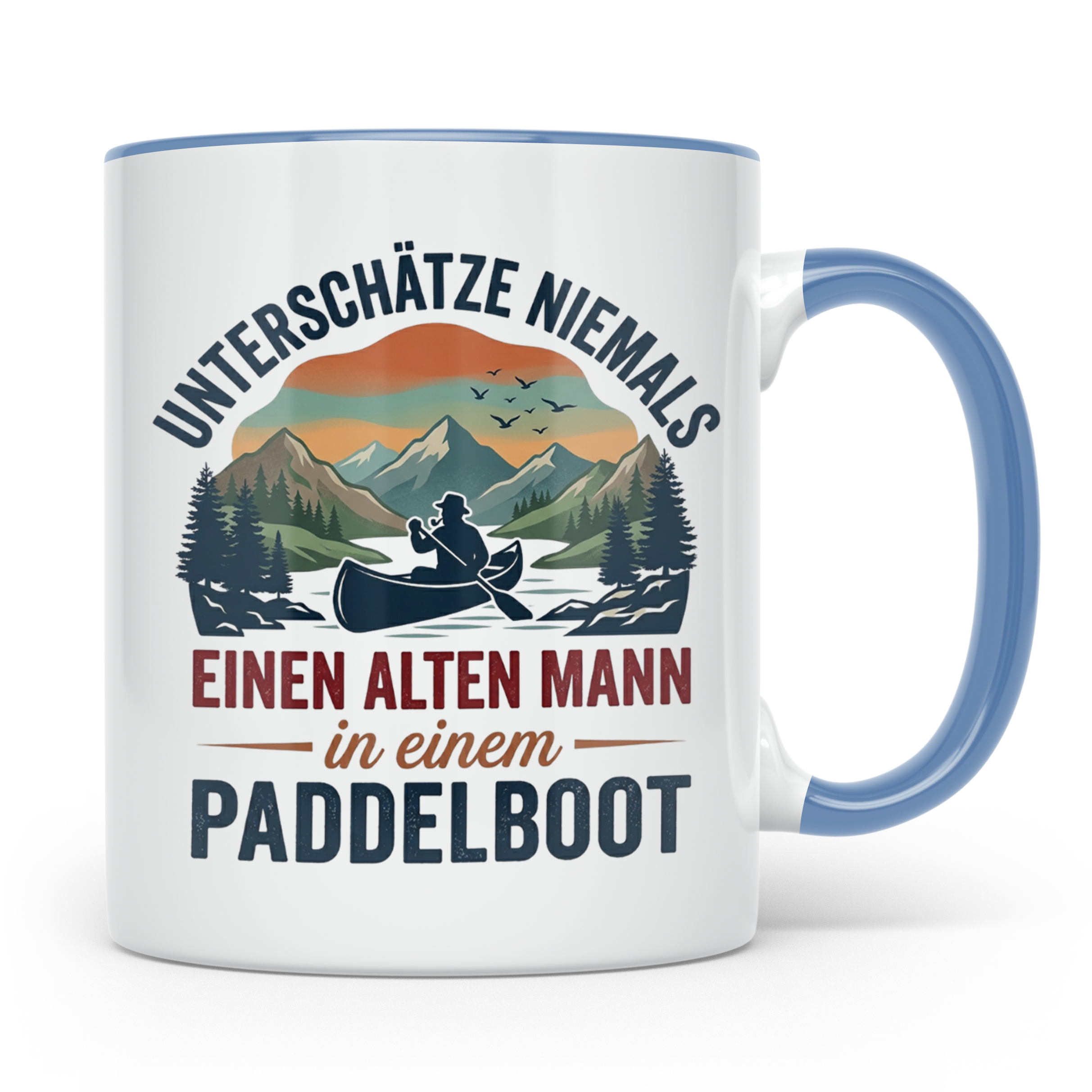 Paddelboot Tasse alter Mann Spruch für Kanufahrer Opa lustig – Blau [farbe:blau]