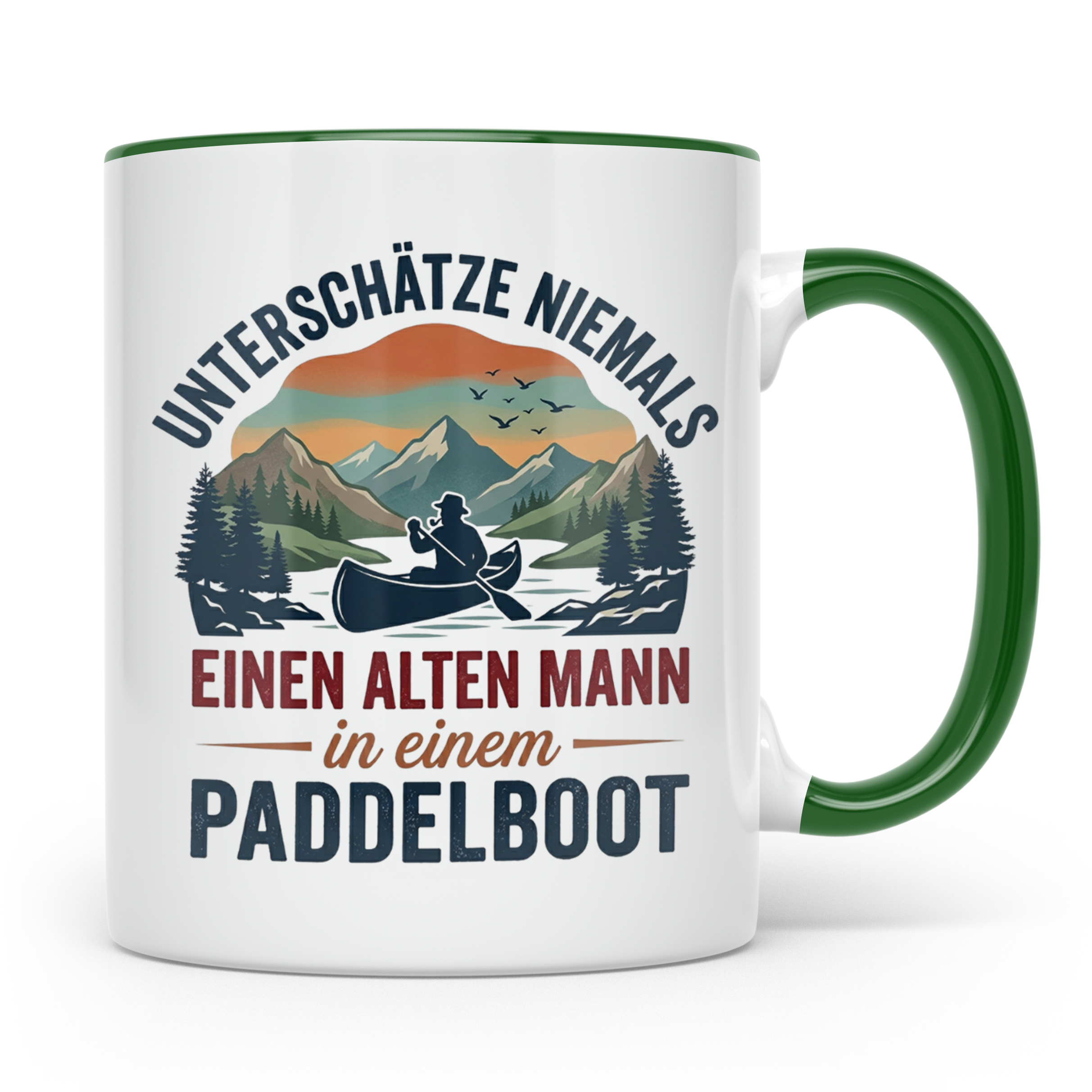 Paddelboot Tasse alter Mann Spruch für Kanufahrer Opa lustig – Grün [farbe:grün]