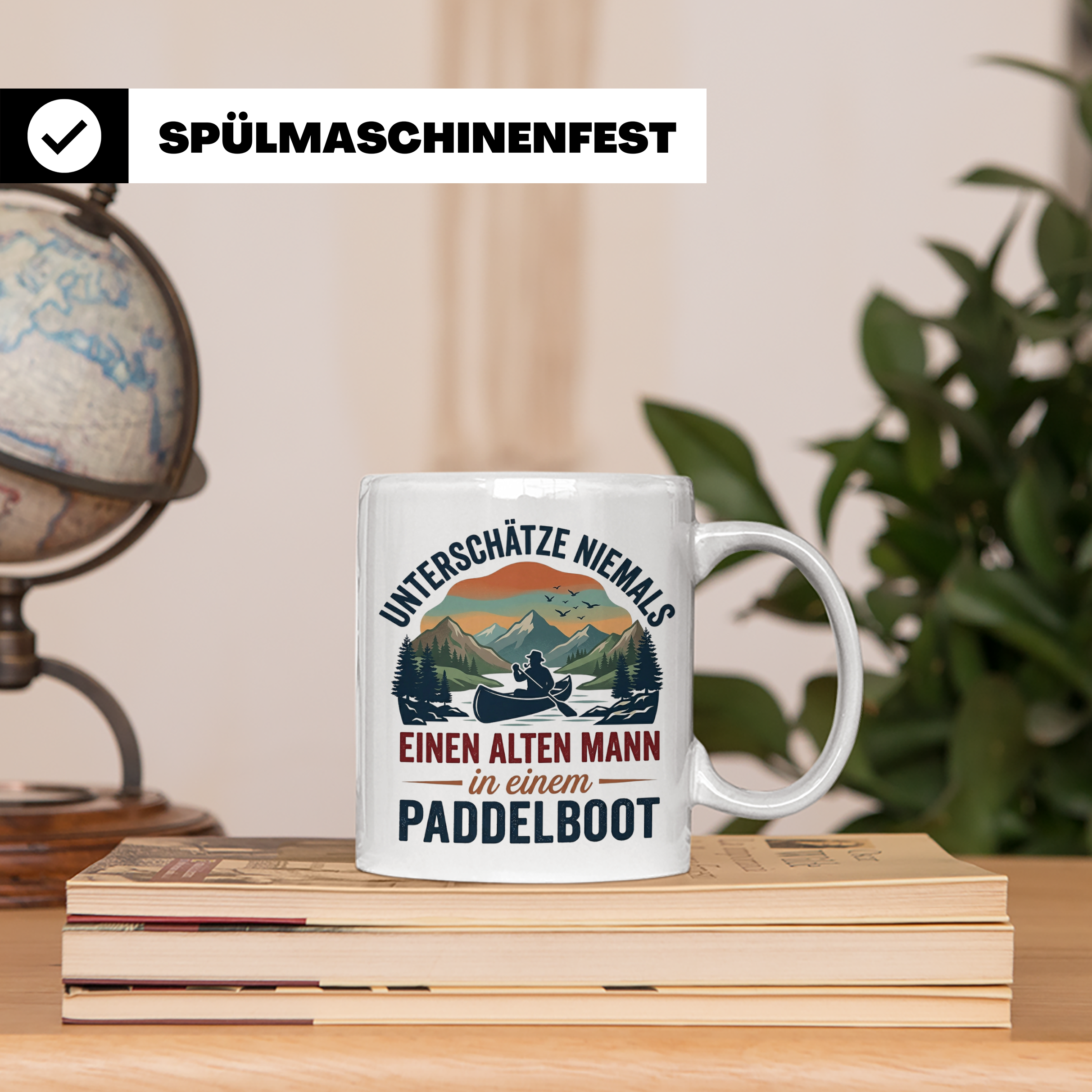 Paddelboot Tasse alter Mann Spruch für Kanufahrer Opa lustig – Weiß [farbe:weiß]