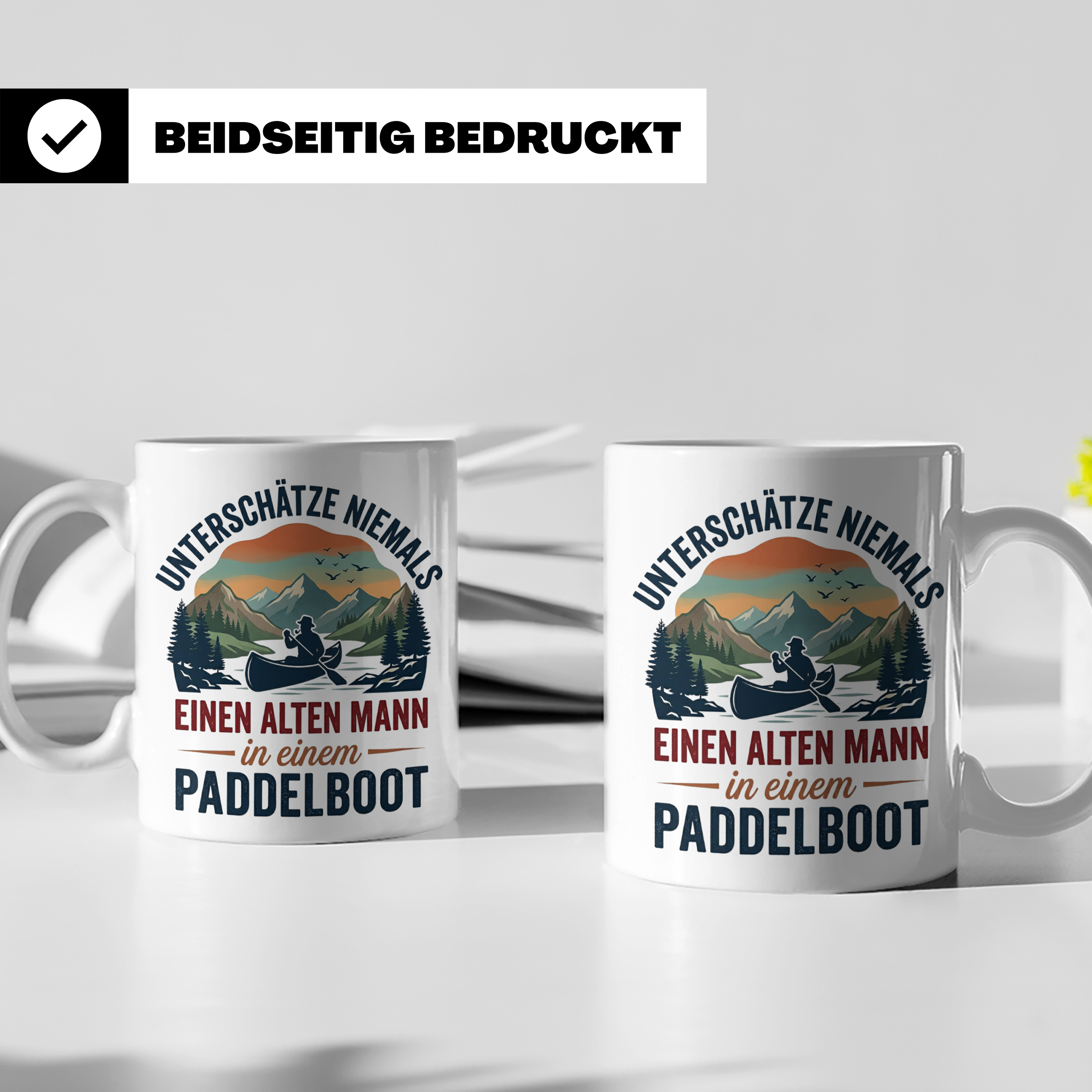 Paddelboot Tasse alter Mann Spruch für Kanufahrer Opa lustig – Weiß [farbe:weiß]