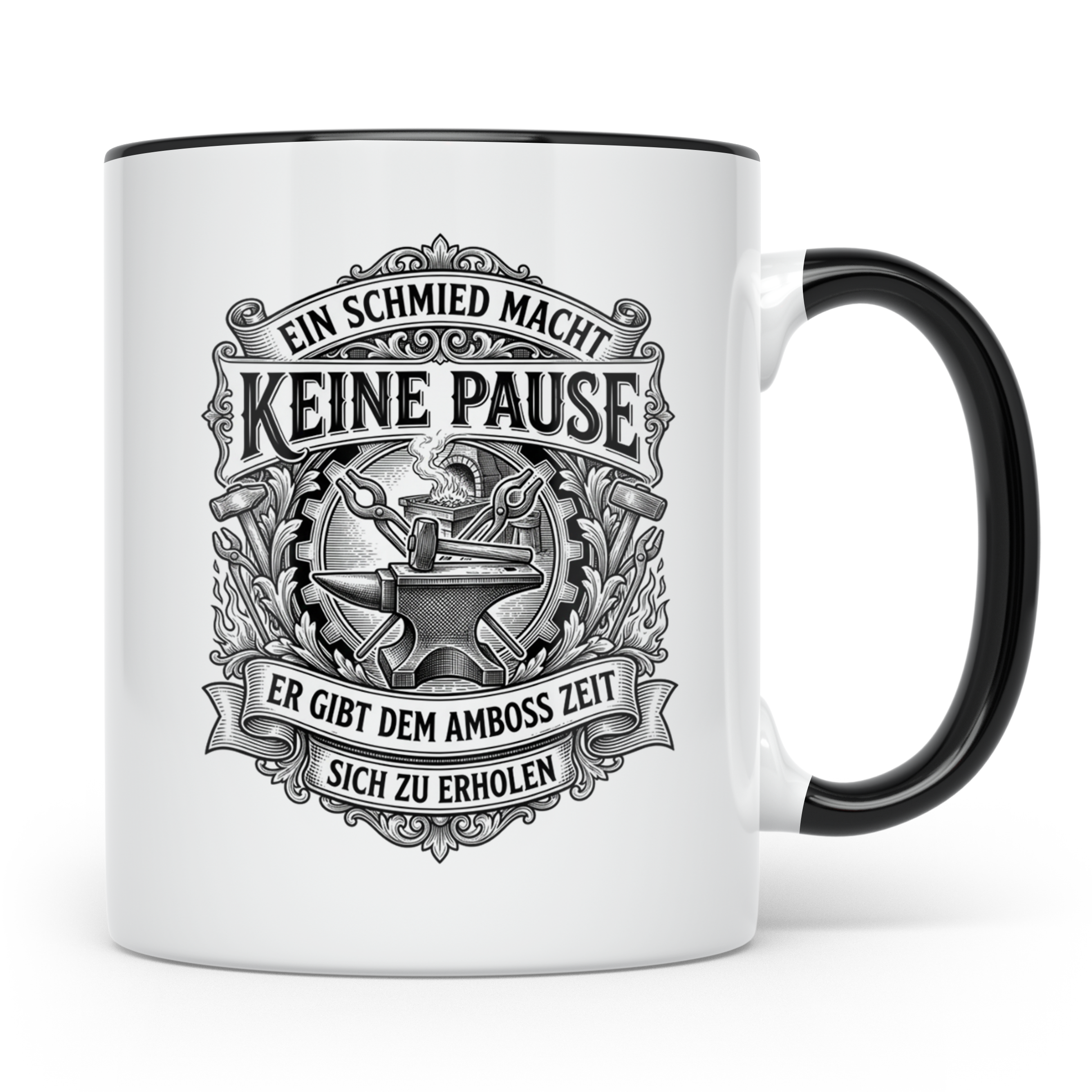 Schmied Tasse mit Spruch Keine Pause, Geschenk für Schmiede, – Schwarz [farbe:schwarz]