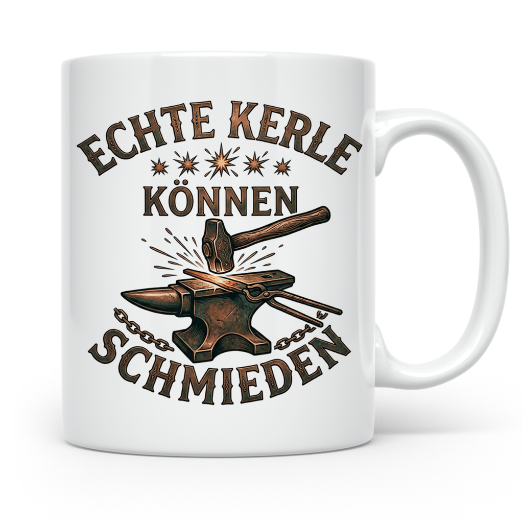 Schmied Tasse mit Spruch Echte Kerle können schmieden Gesche – Weiß [farbe:weiß]