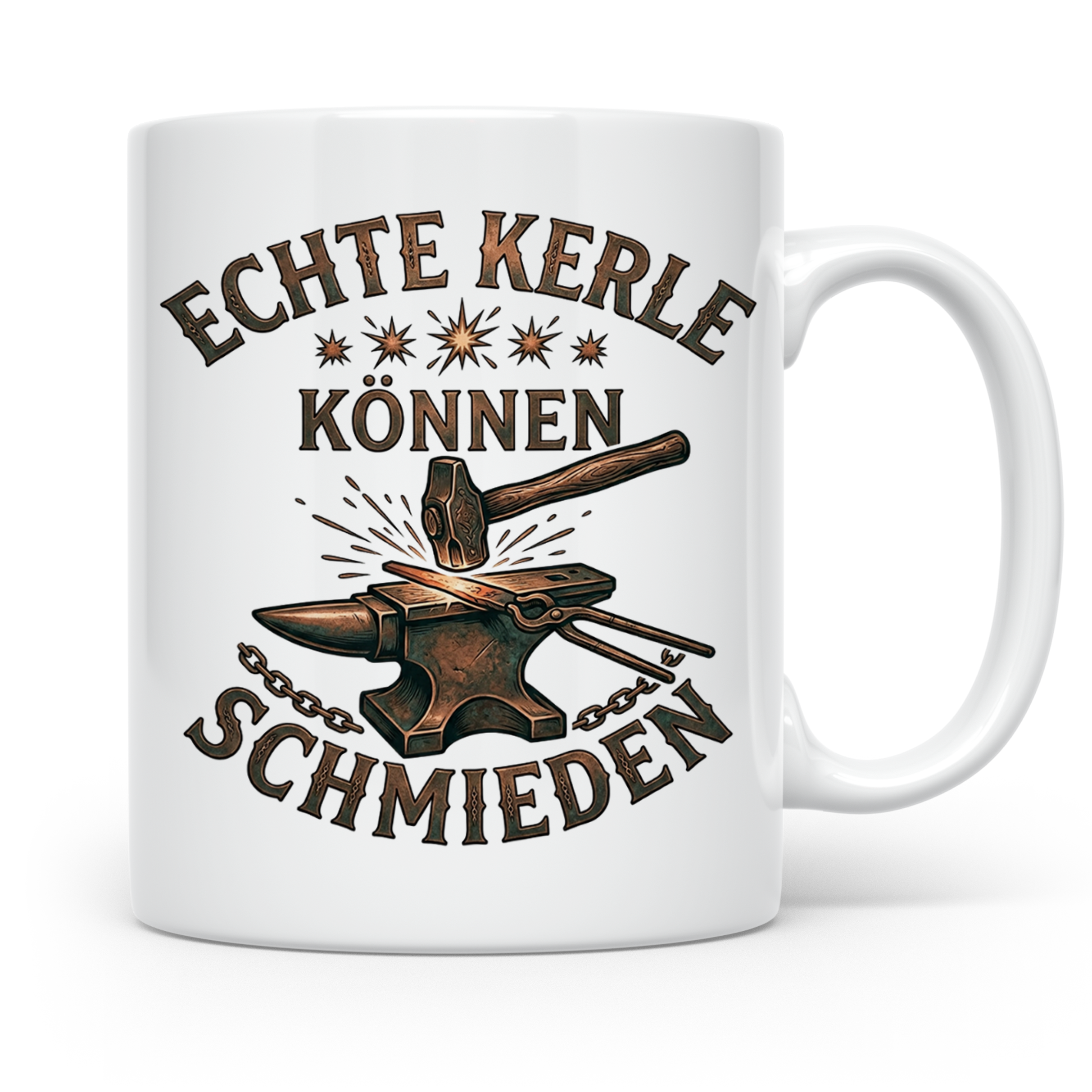 Schmied Tasse mit Spruch Echte Kerle können schmieden Gesche – Weiß [farbe:weiß]