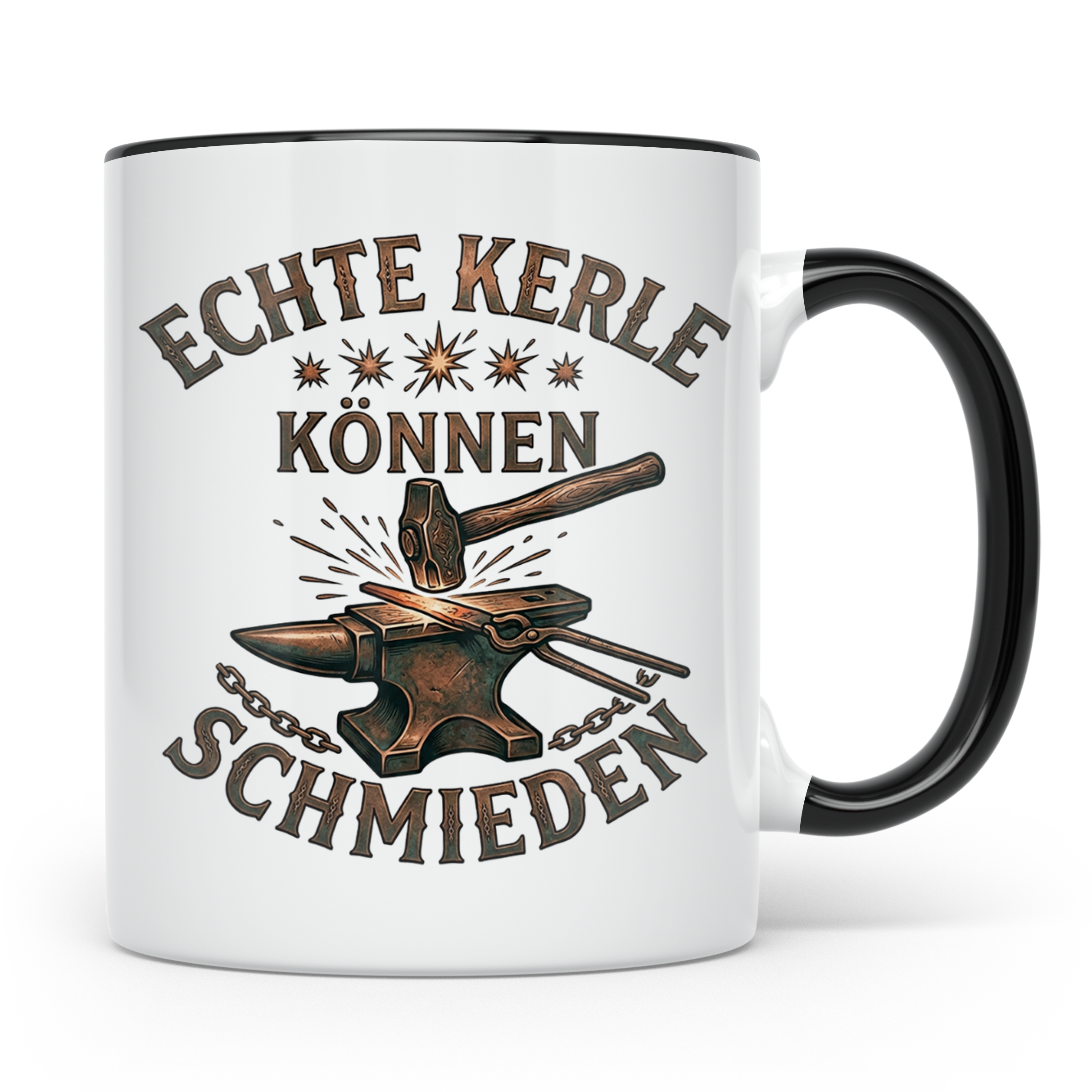 Schmied Tasse mit Spruch Echte Kerle können schmieden Gesche – Schwarz [farbe:schwarz]