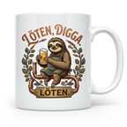 Löten Digga Tasse mit Faultier & Bier, lustiger Spruch für H – Weiß [farbe:weiß]