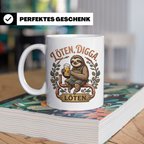 Löten Digga Tasse mit Faultier & Bier, lustiger Spruch für H – Weiß [farbe:weiß]