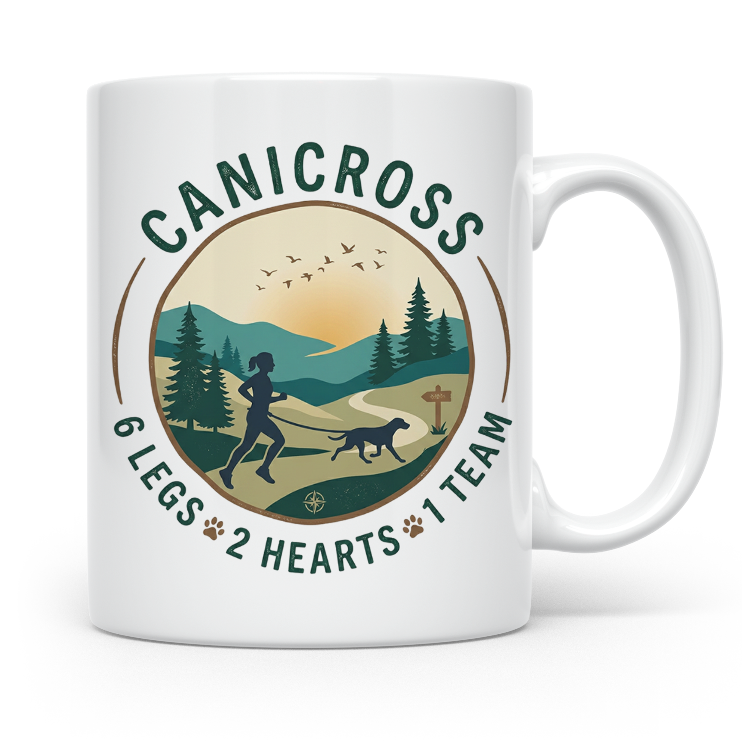 Canicross Tasse mit Spruch 6 Legs 2 Hearts 1 Team, Zughundes – Weiß [farbe:weiß]