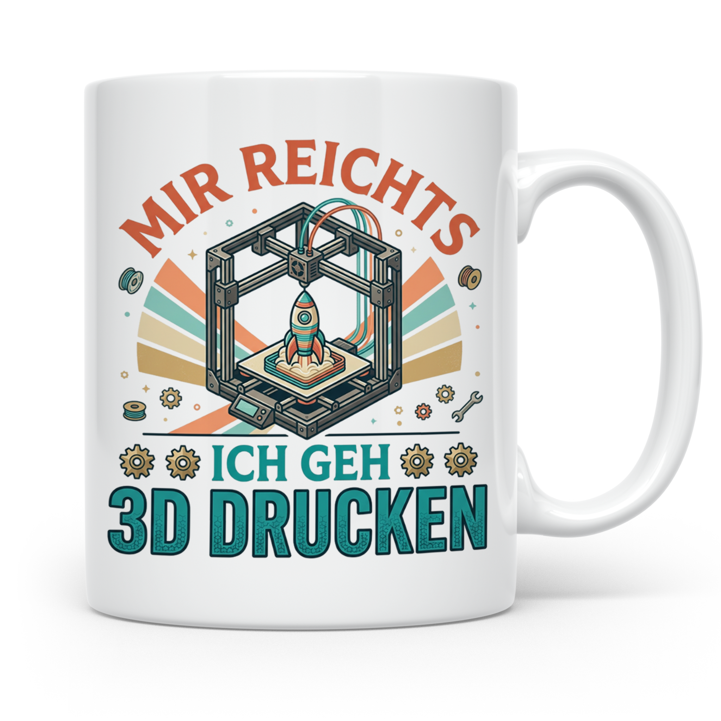 3D Drucker Tasse Mir reichts ich geh 3D drucken, Kaffeetasse – Weiß [farbe:weiß]