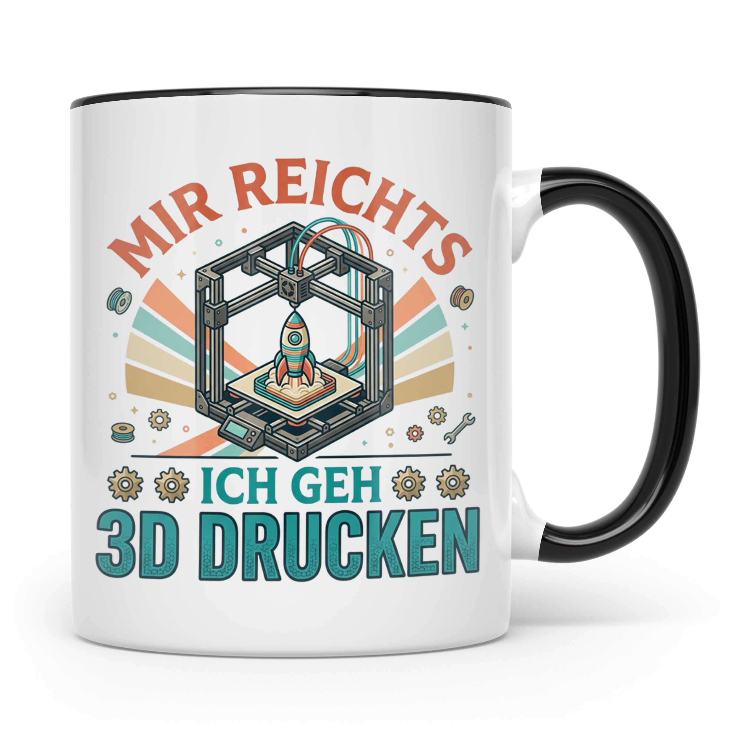 3D Drucker Tasse Mir reichts ich geh 3D drucken, Kaffeetasse – Schwarz [farbe:schwarz]