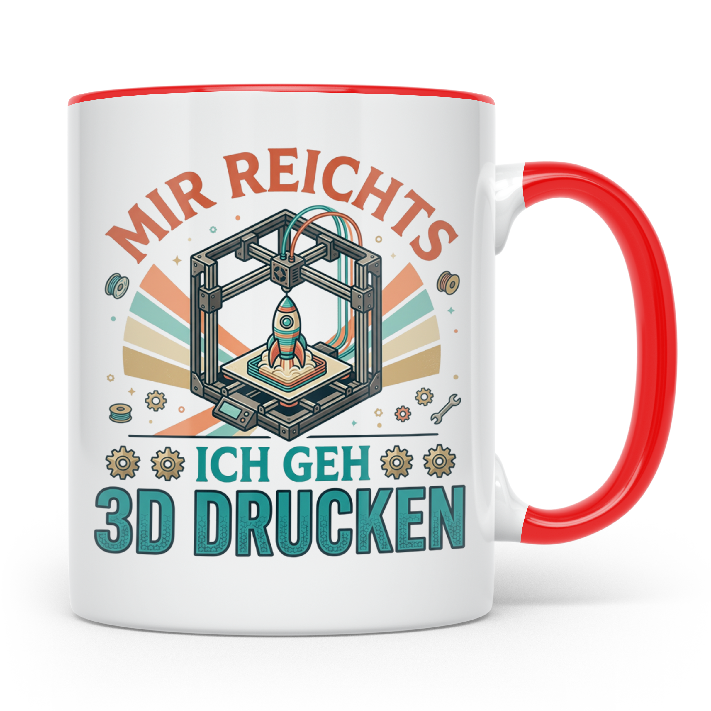 3D Drucker Tasse Mir reichts ich geh 3D drucken, Kaffeetasse – Rot [farbe:rot]