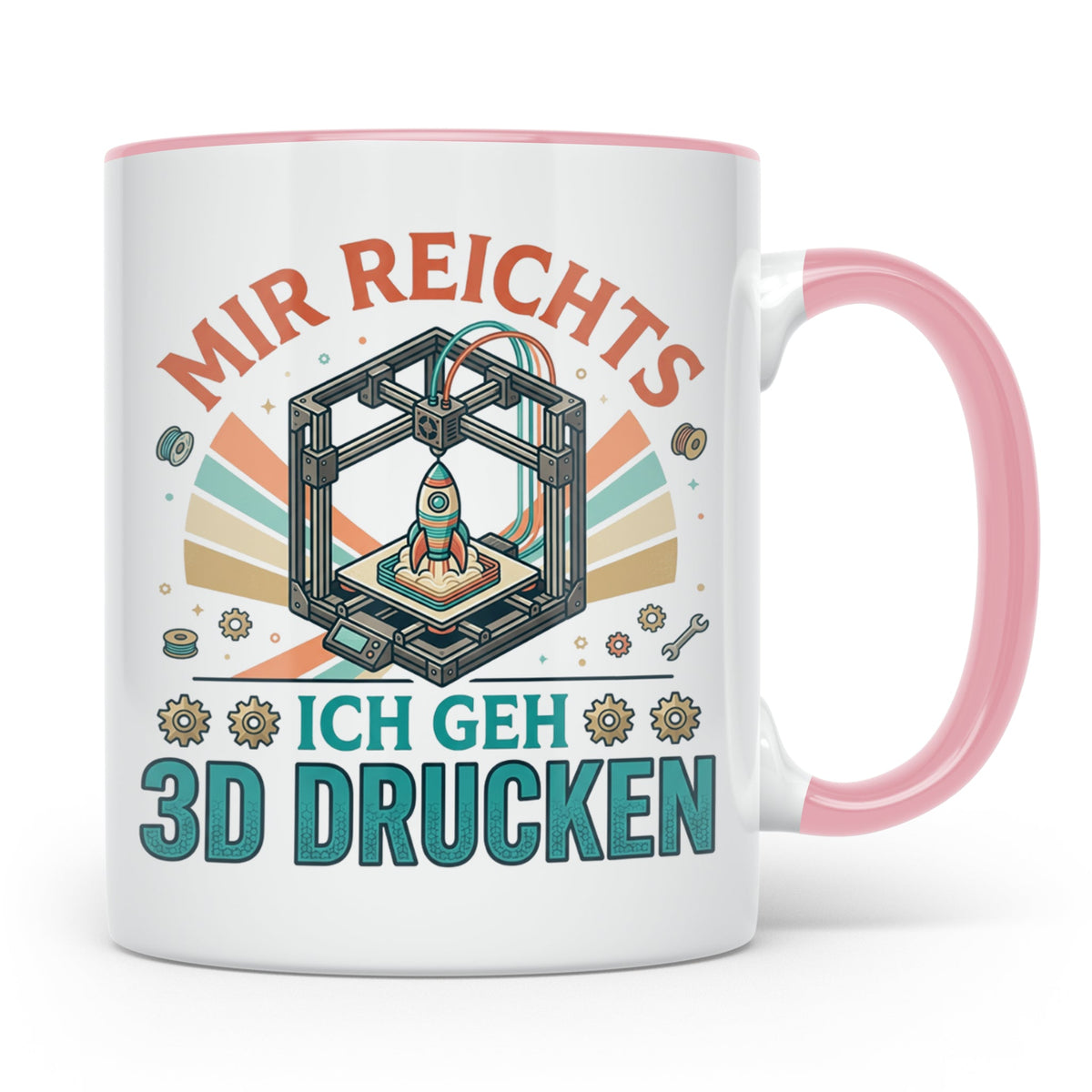 3D Drucker Tasse Mir reichts ich geh 3D drucken, Kaffeetasse – Rosa [farbe:rosa]