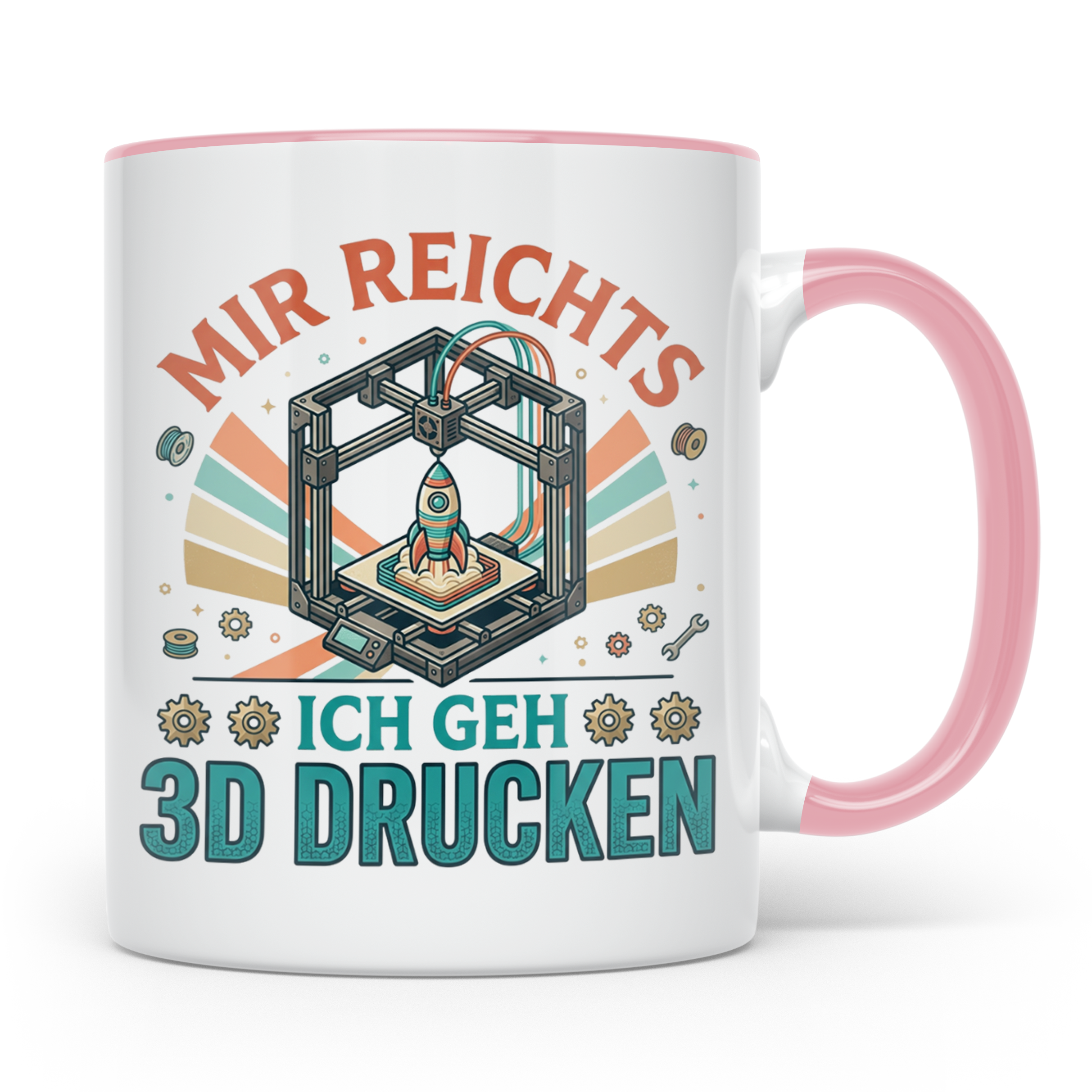 3D Drucker Tasse Mir reichts ich geh 3D drucken, Kaffeetasse – Rosa [farbe:rosa]