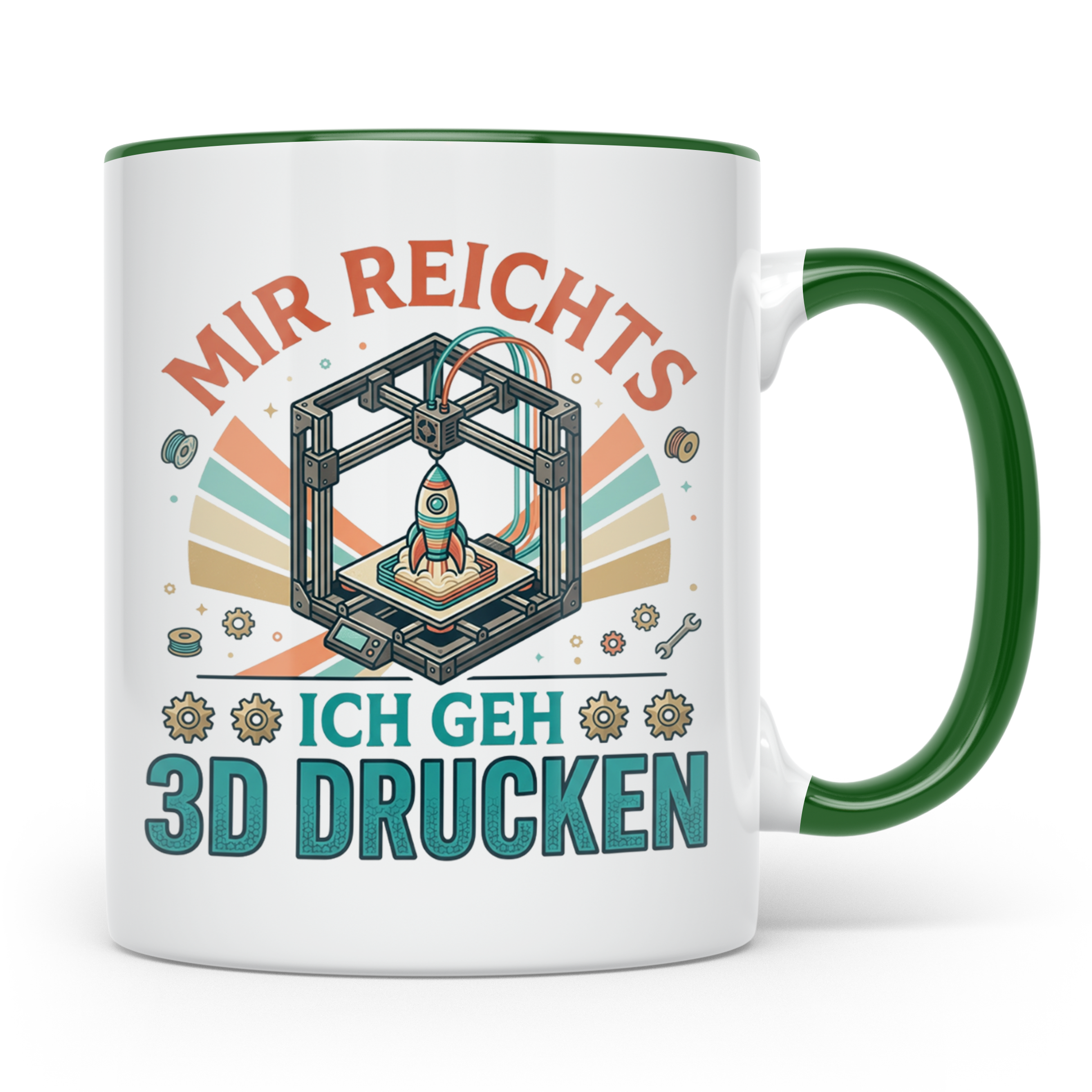 3D Drucker Tasse Mir reichts ich geh 3D drucken, Kaffeetasse – Grün [farbe:grün]