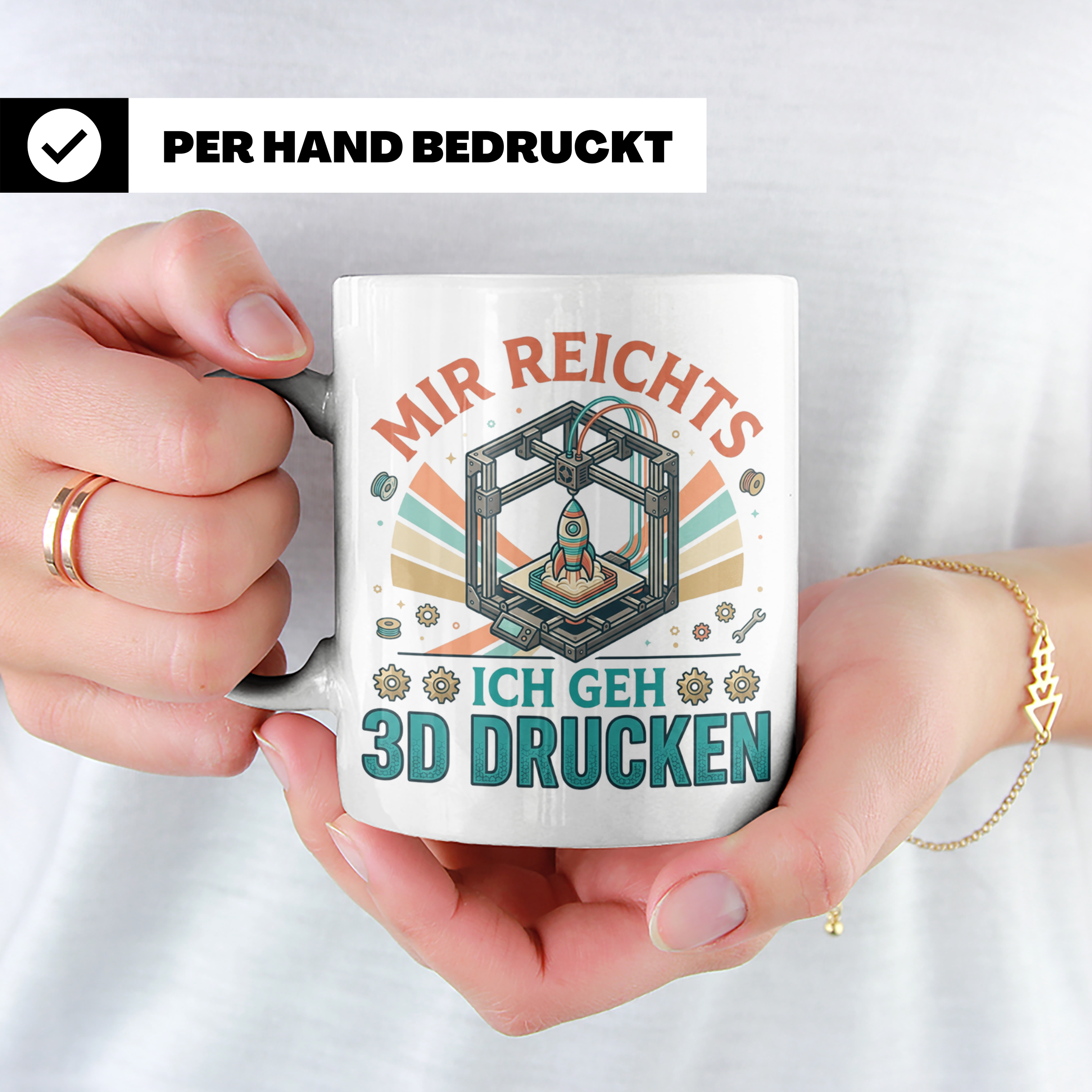 3D Drucker Tasse Mir reichts ich geh 3D drucken, Kaffeetasse – Weiß [farbe:weiß]