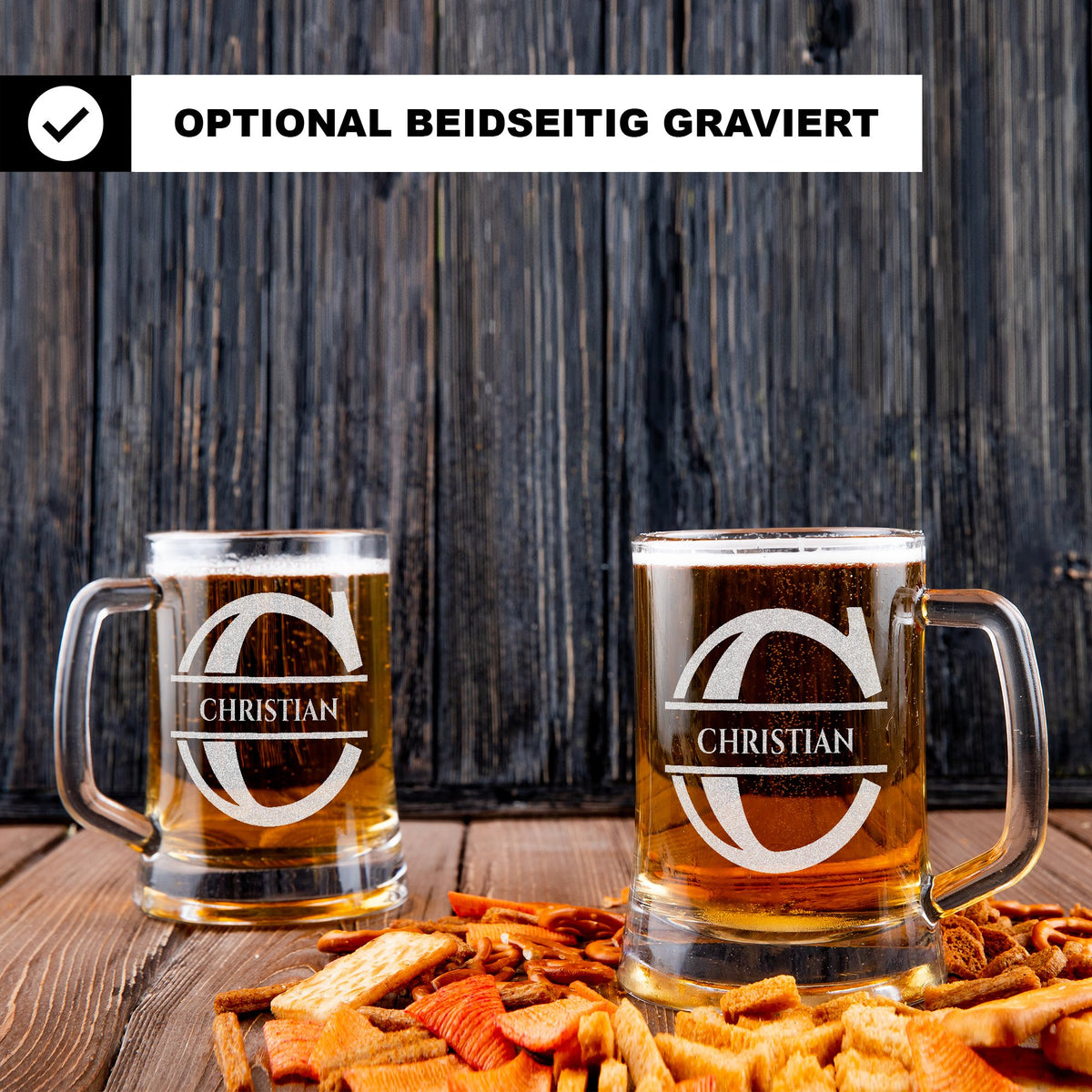 Personalisiertes Bierkrug mit Monogramm – Elegantes Geschenk für Männer, Monogramm C Bierkrug für coole Arbeitskollegen, Ideal für Geburtstagsgeschenke