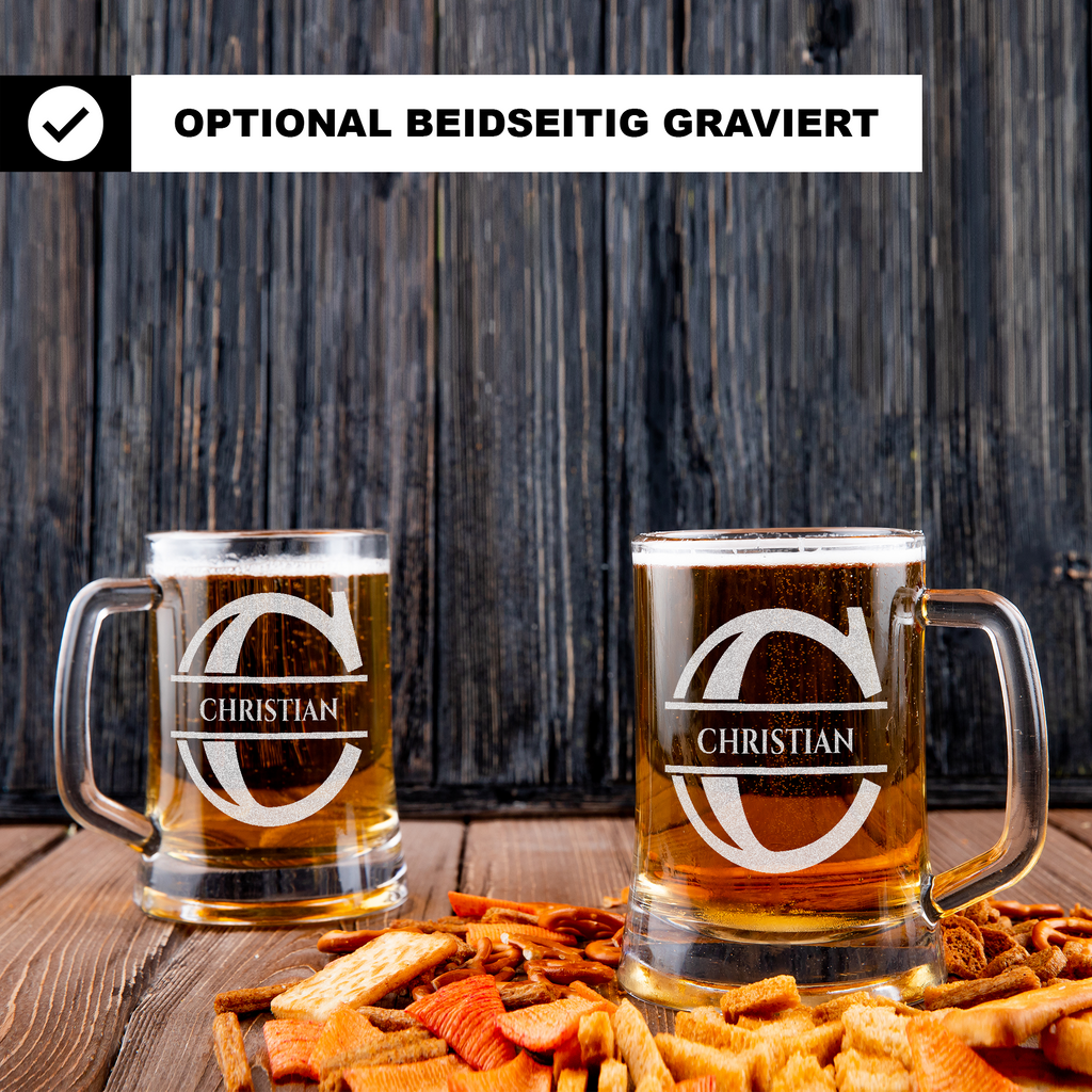 Personalisiertes Bierkrug mit Monogramm – Elegantes Geschenk für Männer, Monogramm C Bierkrug für coole Arbeitskollegen, Ideal für Geburtstagsgeschenke