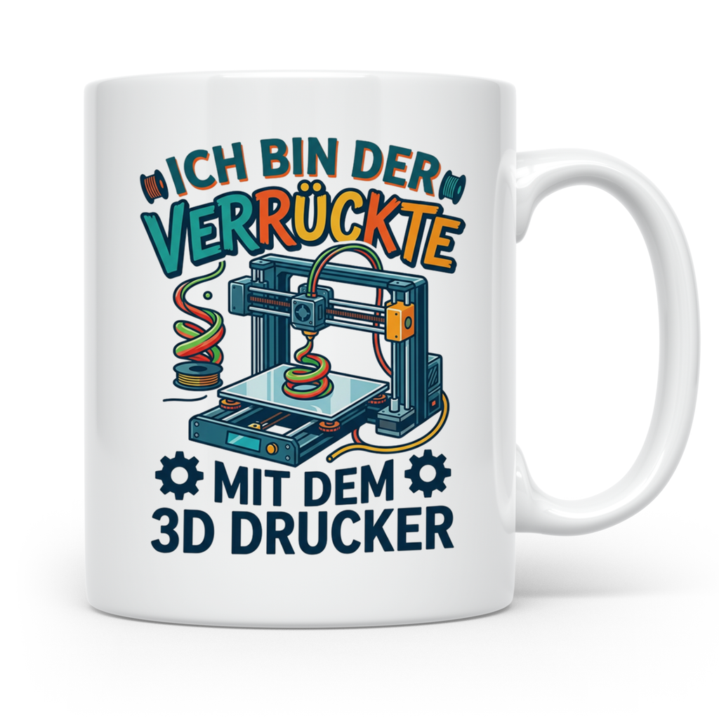 3D Drucker Tasse Ich bin der Verrückte mit dem 3D Drucker Sp – Weiß [farbe:weiß]