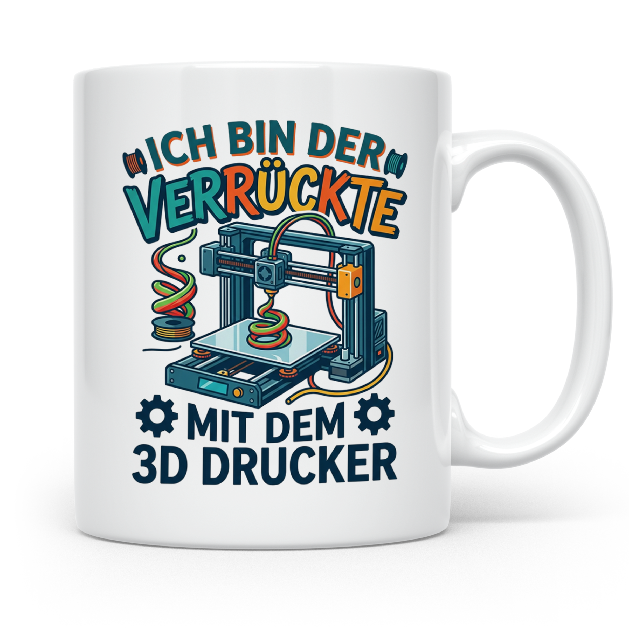 3D Drucker Tasse Ich bin der Verrückte mit dem 3D Drucker Sp – Weiß [farbe:weiß]