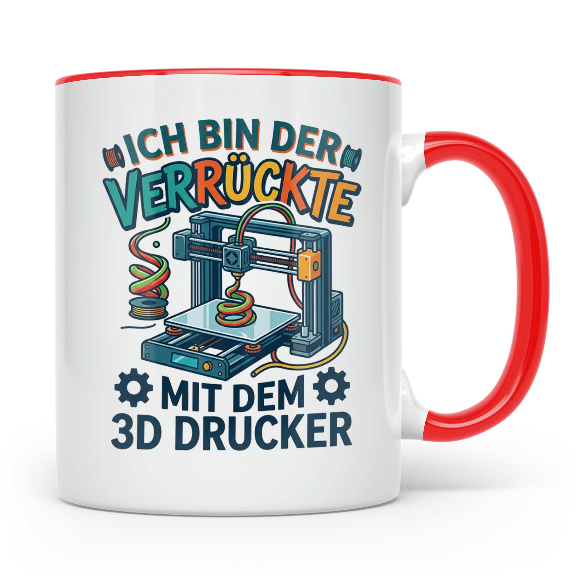 3D Drucker Tasse Ich bin der Verrückte mit dem 3D Drucker Sp – Rot [farbe:rot]