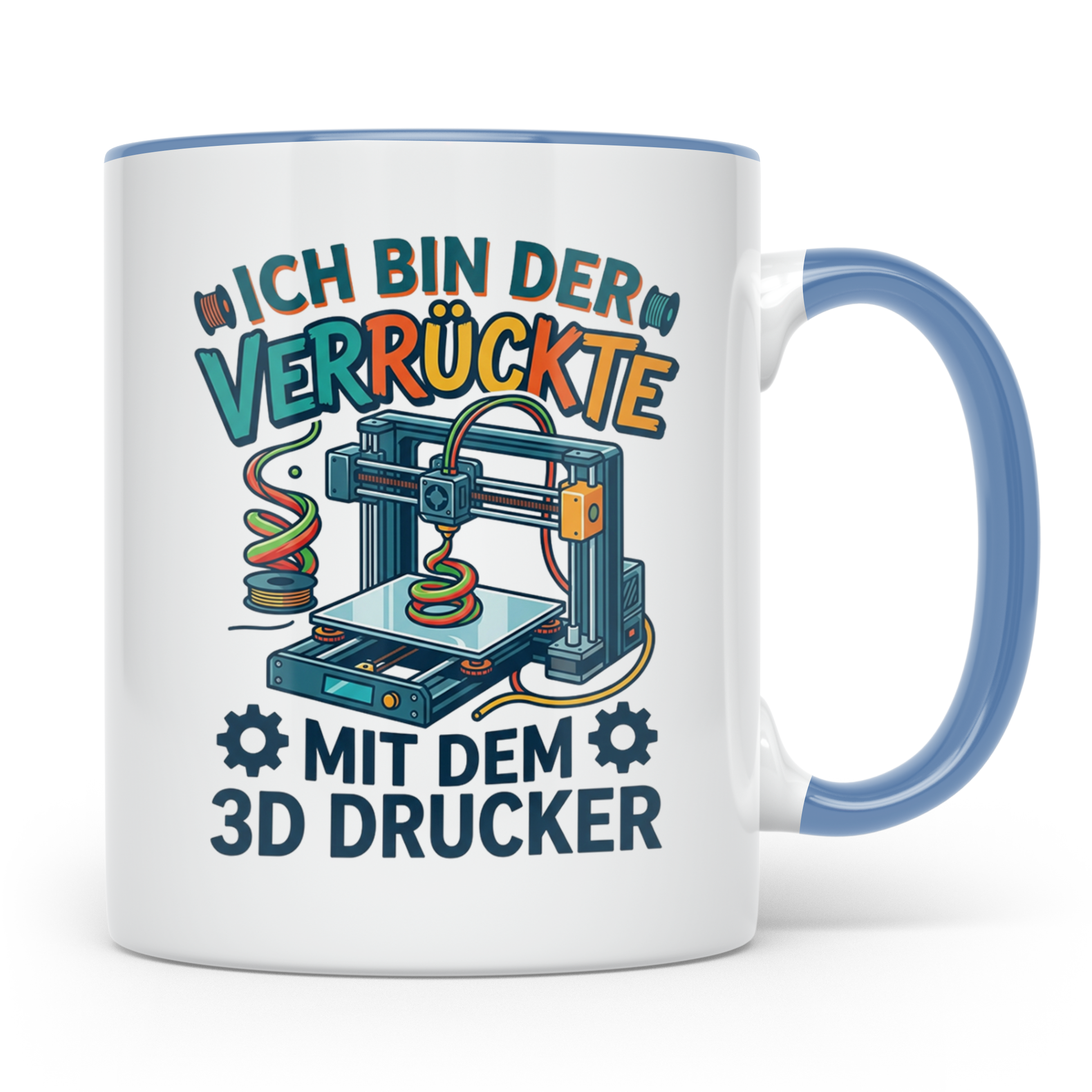 3D Drucker Tasse Ich bin der Verrückte mit dem 3D Drucker Sp – Blau [farbe:blau]