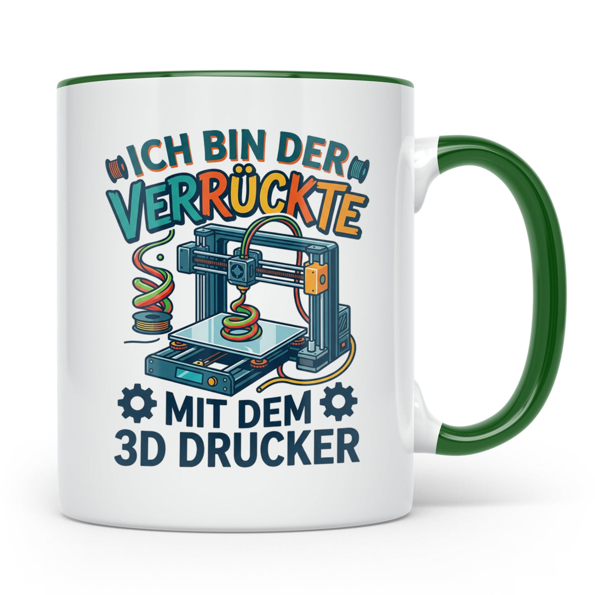 3D Drucker Tasse Ich bin der Verrückte mit dem 3D Drucker Sp – Grün [farbe:grün]