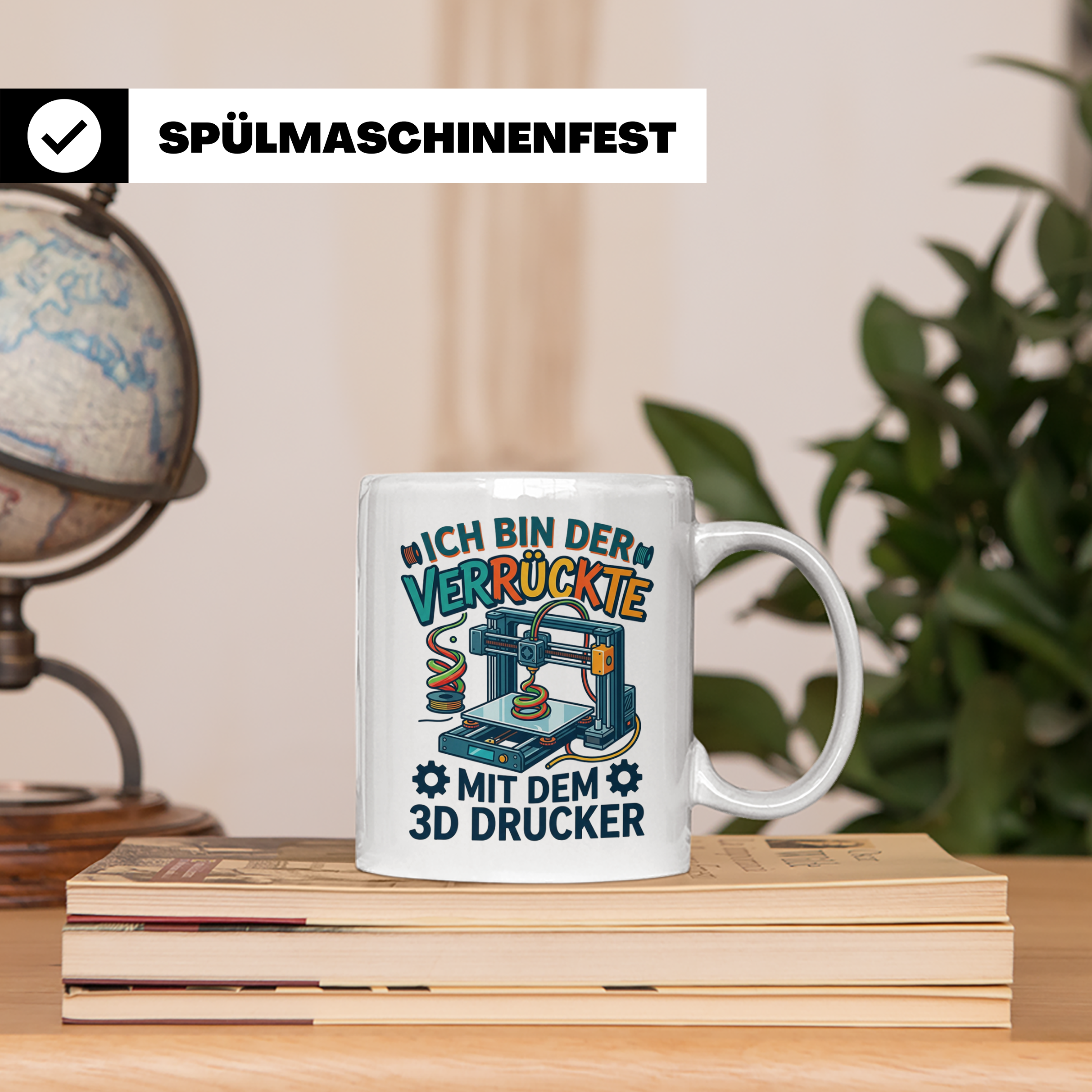 3D Drucker Tasse Ich bin der Verrückte mit dem 3D Drucker Sp – Weiß [farbe:weiß]