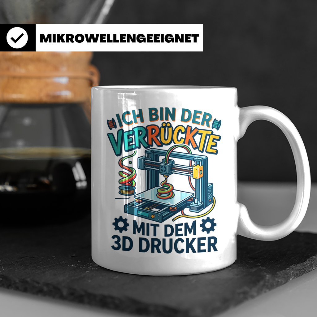 3D Drucker Tasse Ich bin der Verrückte mit dem 3D Drucker Sp – Weiß [farbe:weiß]