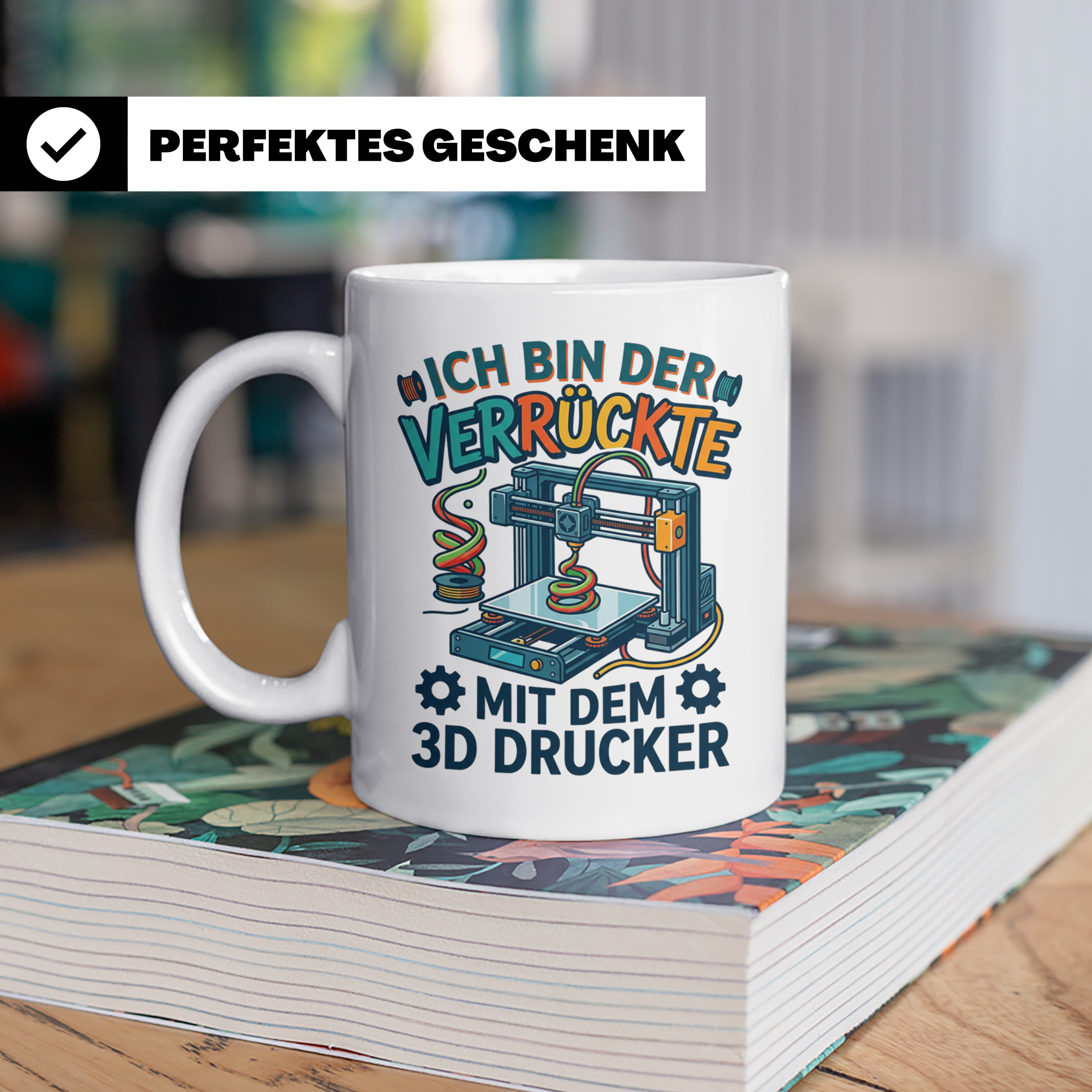 3D Drucker Tasse Ich bin der Verrückte mit dem 3D Drucker Sp – Weiß [farbe:weiß]