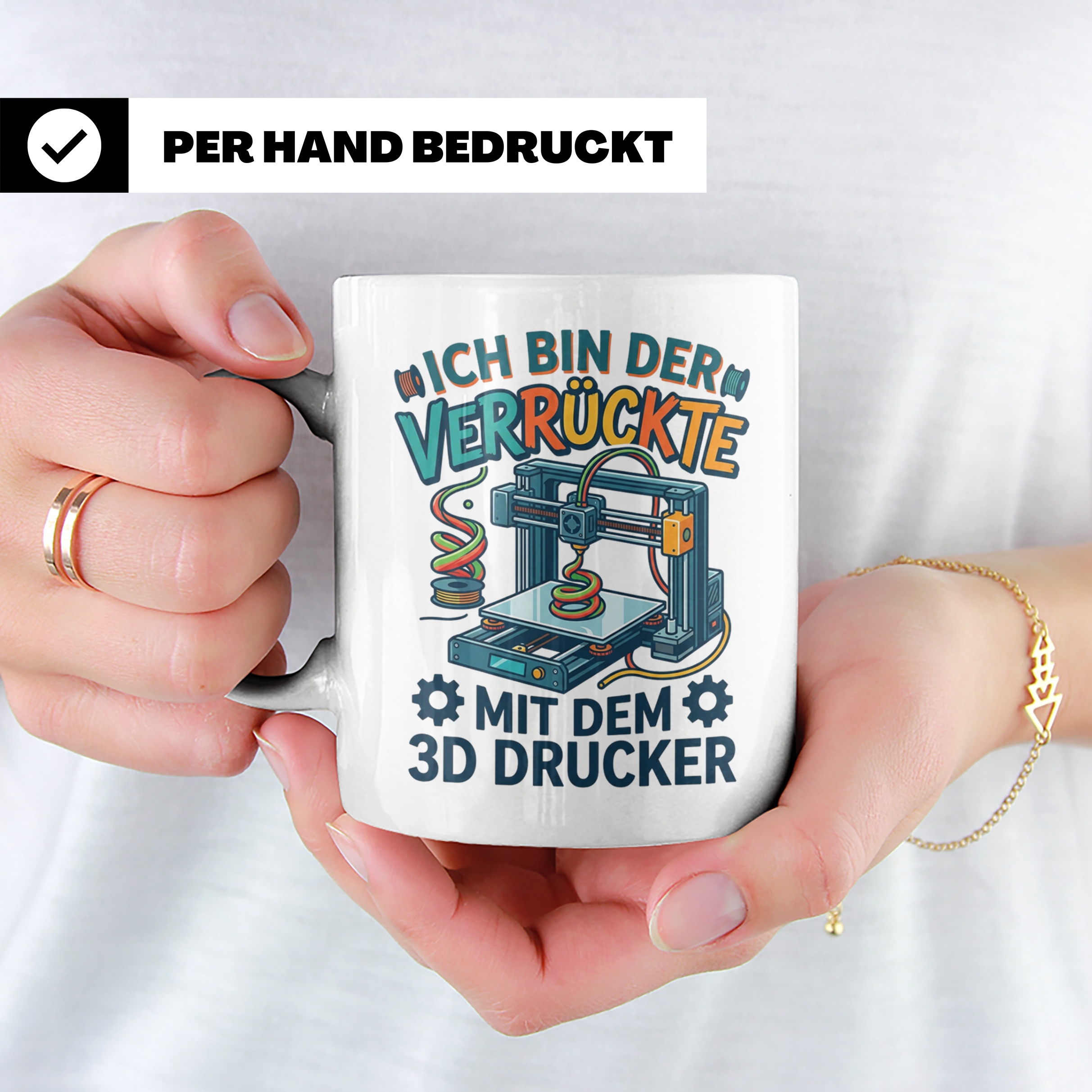 3D Drucker Tasse Ich bin der Verrückte mit dem 3D Drucker Sp – Weiß [farbe:weiß]