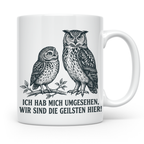 Eulen Tasse mit Spruch 'Wir sind die Geilsten hier', lustige – Weiß [farbe:weiß]