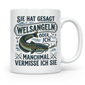 Welsangeln Tasse mit Spruch | Lustiges Angler Geschenk für F – Weiß [farbe:weiß]
