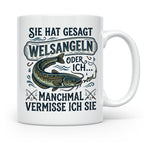 Welsangeln Tasse mit Spruch | Lustiges Angler Geschenk für F – Weiß [farbe:weiß]
