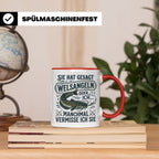 Welsangeln Tasse mit Spruch | Lustiges Angler Geschenk für F – Rot [farbe:rot]