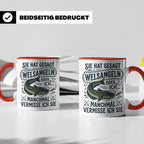 Welsangeln Tasse mit Spruch | Lustiges Angler Geschenk für F – Rot [farbe:rot]