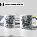 Welsangeln Tasse mit Spruch | Lustiges Angler Geschenk für F – Blau [farbe:blau]