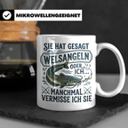 Welsangeln Tasse mit Spruch | Lustiges Angler Geschenk für F – Weiß [farbe:weiß]