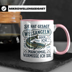 Welsangeln Tasse mit Spruch | Lustiges Angler Geschenk für F – Rosa [farbe:rosa]