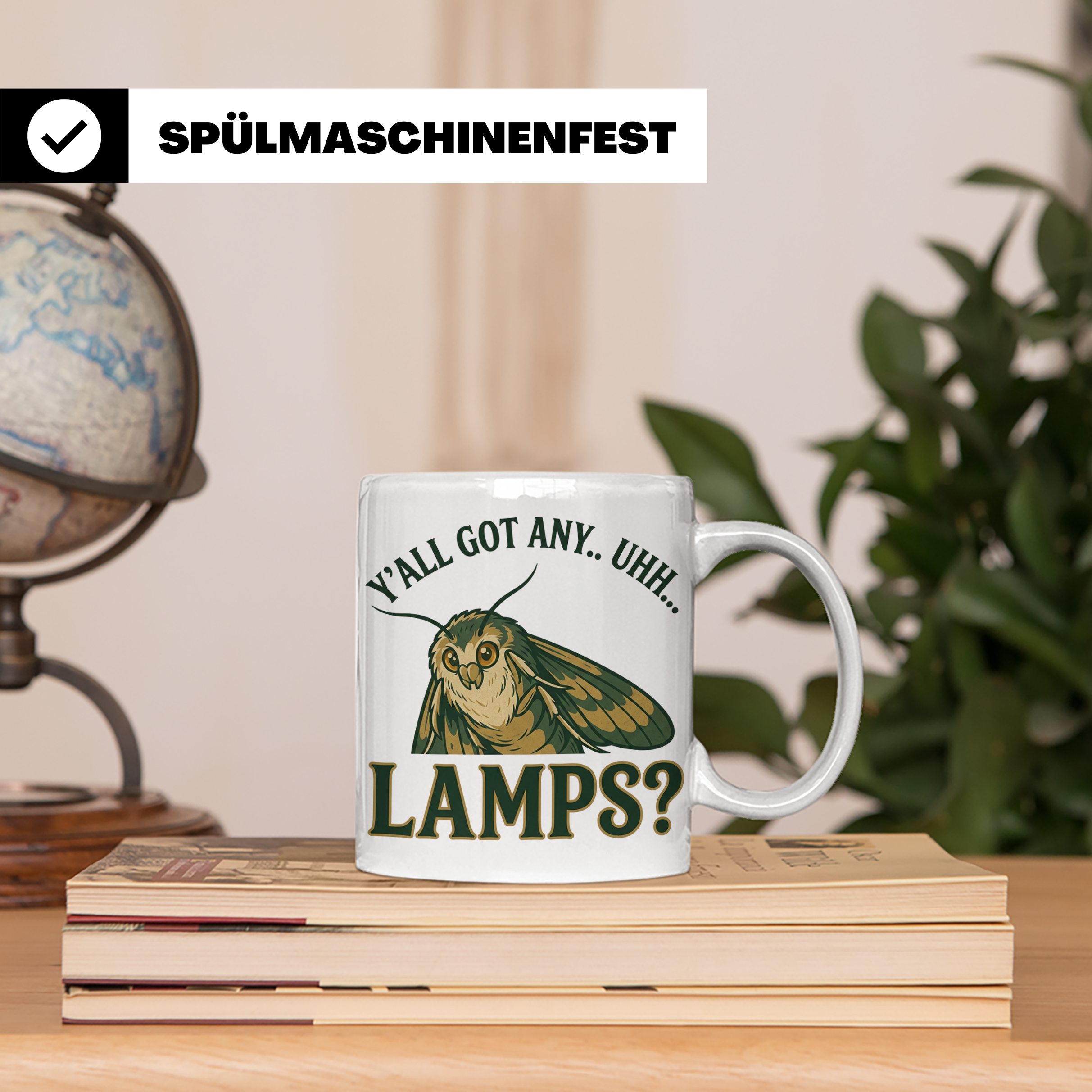 Motten Lampe Meme Tasse lustig Y'all Got Any Lamps Kaffeetas – Weiß [farbe:weiß]
